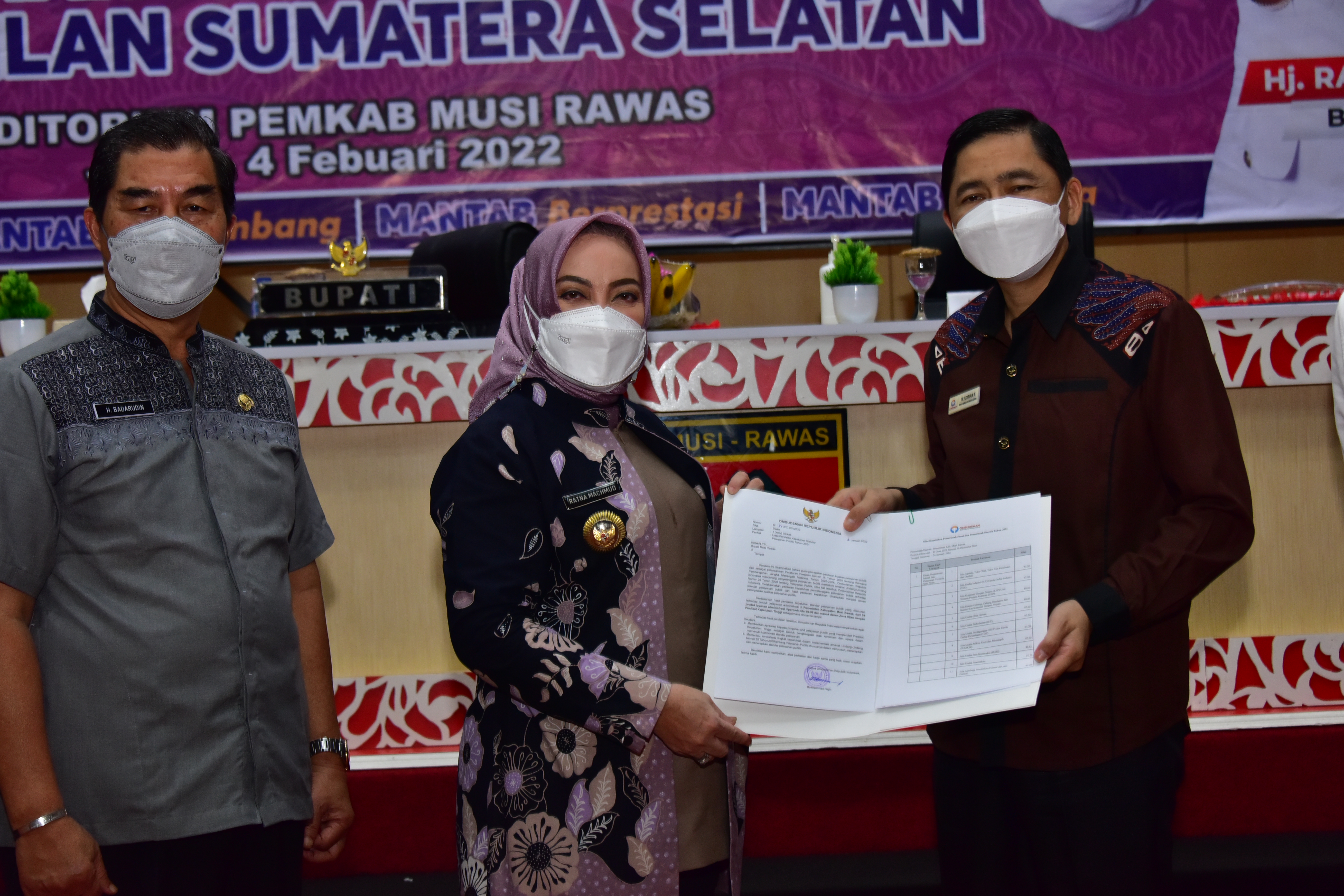 Pemerintah Kabupaten Mura Raih Penghargaan Kepatuhan Tinggi Peringkat 1 (satu) se-Sumatera Selatan