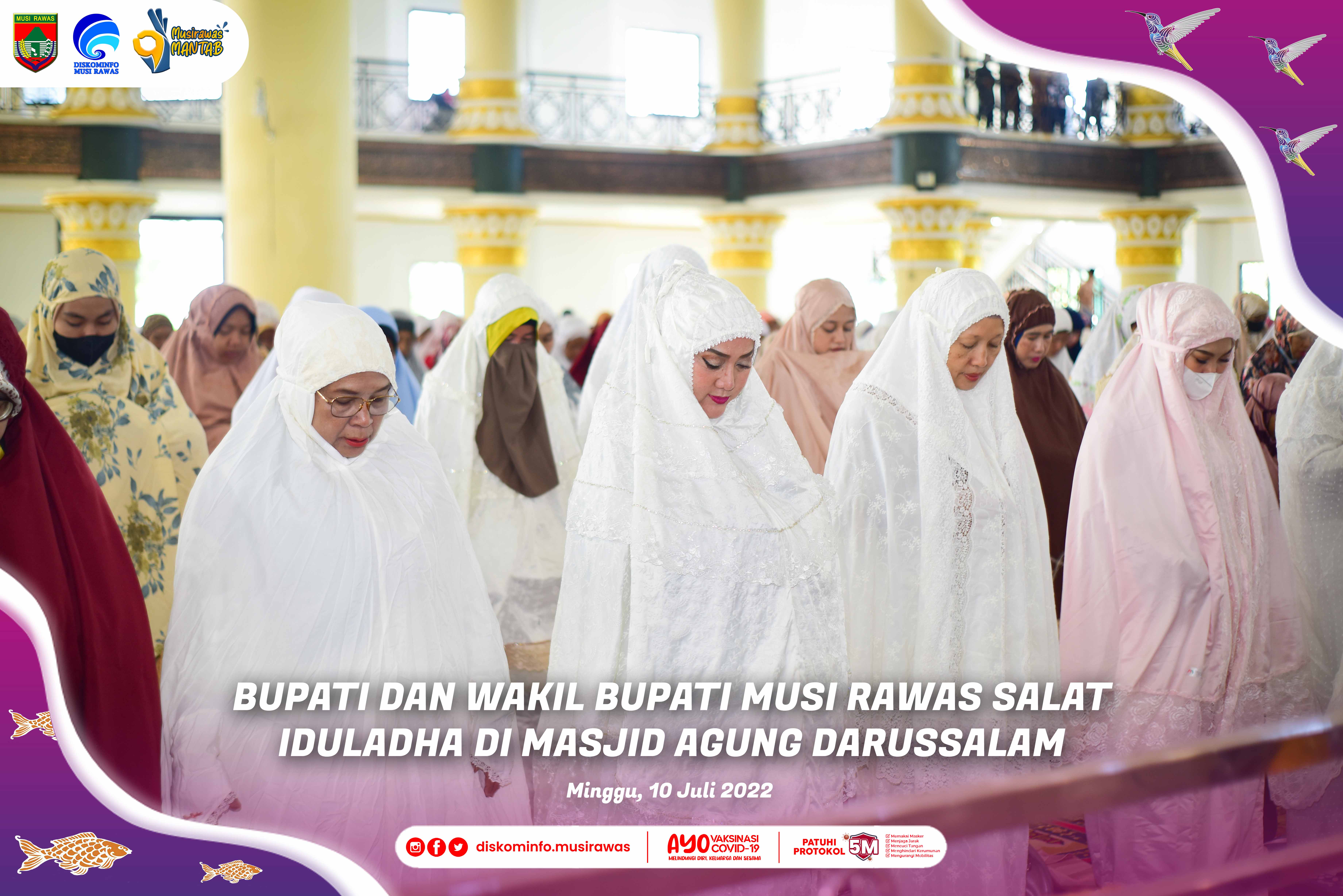 Bupati dan Wakil Bupati Musi Rawas Shalat Idul Adha di Masjid Agung Darussalam