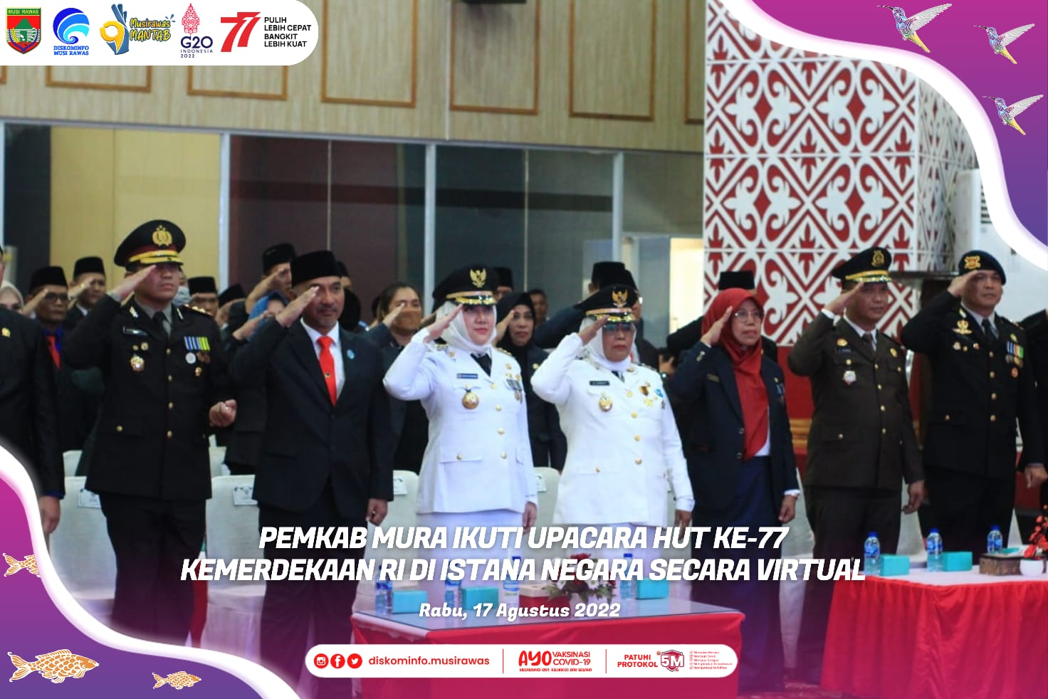 Pemkab Mura Ikuti Upacara HUT Ke-77 Kemerdekaan RI di Istana Negara Secara Virtual