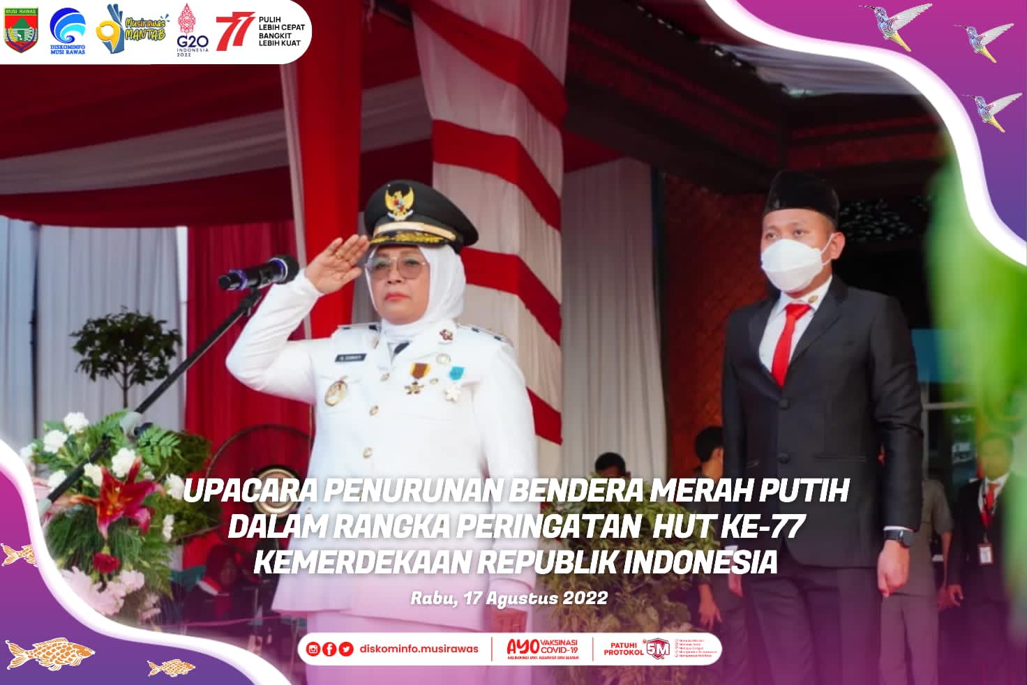 Upacara Penurunan Bendera Merah Putih dalam Rangka Peringatan HUT ke-77