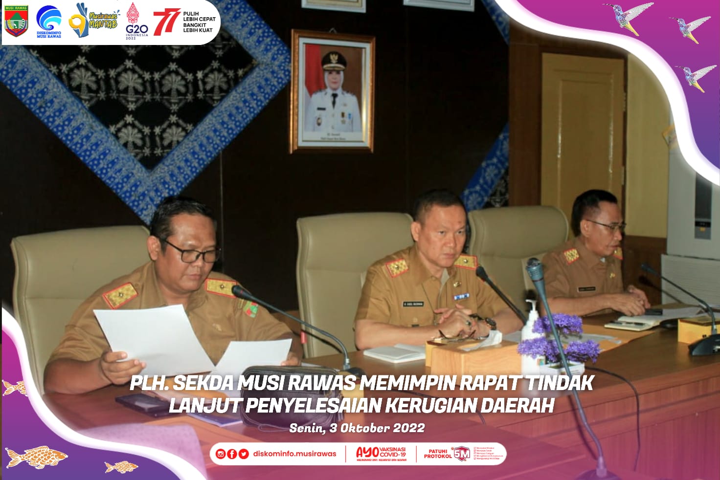 Rapat Tindaklanjut Penyelesaian Kerugian Daerah di Ruang Rapat Bina Praja
