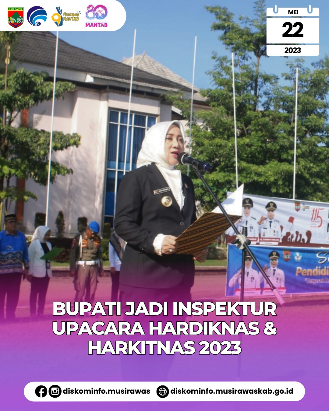 Upacara pada peringatan Hardiknas beserta peringatan Harkitnas ke 115 tahun 2023