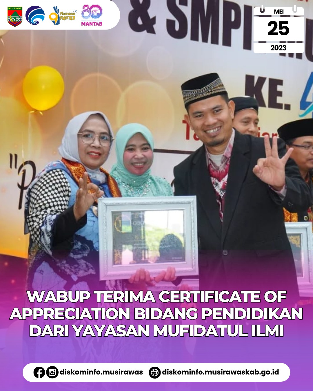 Wakil Bupati Musi Rawas Terima Certificate Of Appreciation