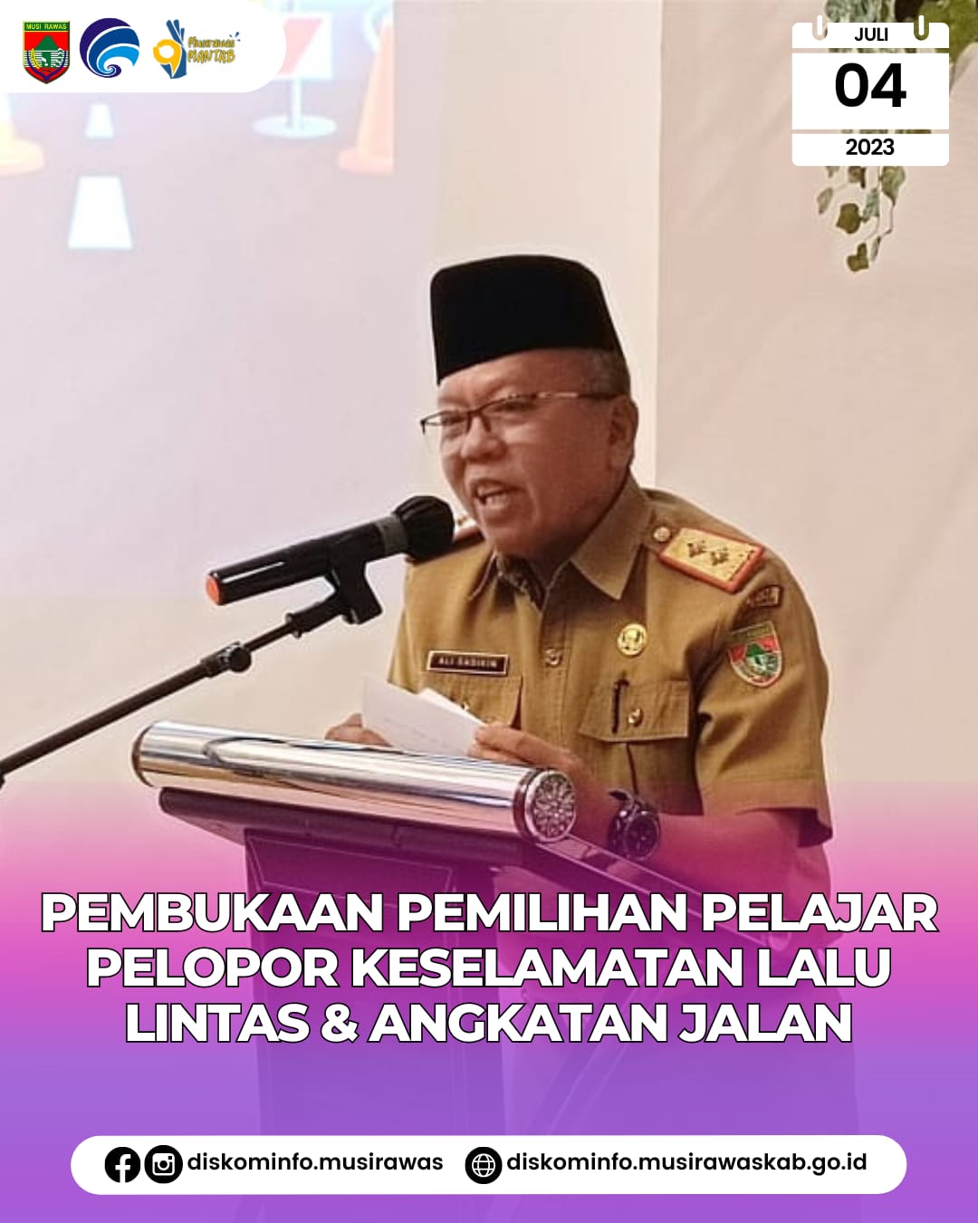Pembukaan Pemilihan Pelajaran Pelopor Keselamatan Lalu Lintas dan Angkatan Jalan Tingkat Kabupaten Musi Rawas