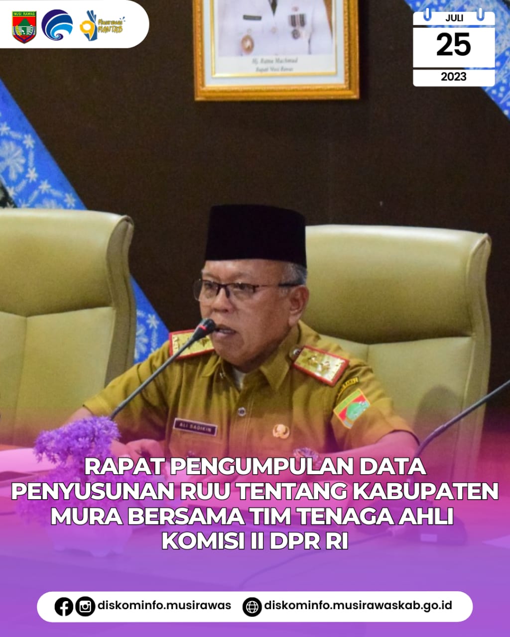 Rapat Pengumpulan Data Penyusunan RUU tentang Kabupaten Musi Rawas bersama Tim Tenaga Ahli Komisi II DPR RI
