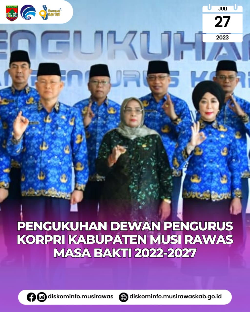 Pengukuhan Dewan Pengurus KORPRI Kabupaten Musi Rawas Masa Bakti 2022-2027