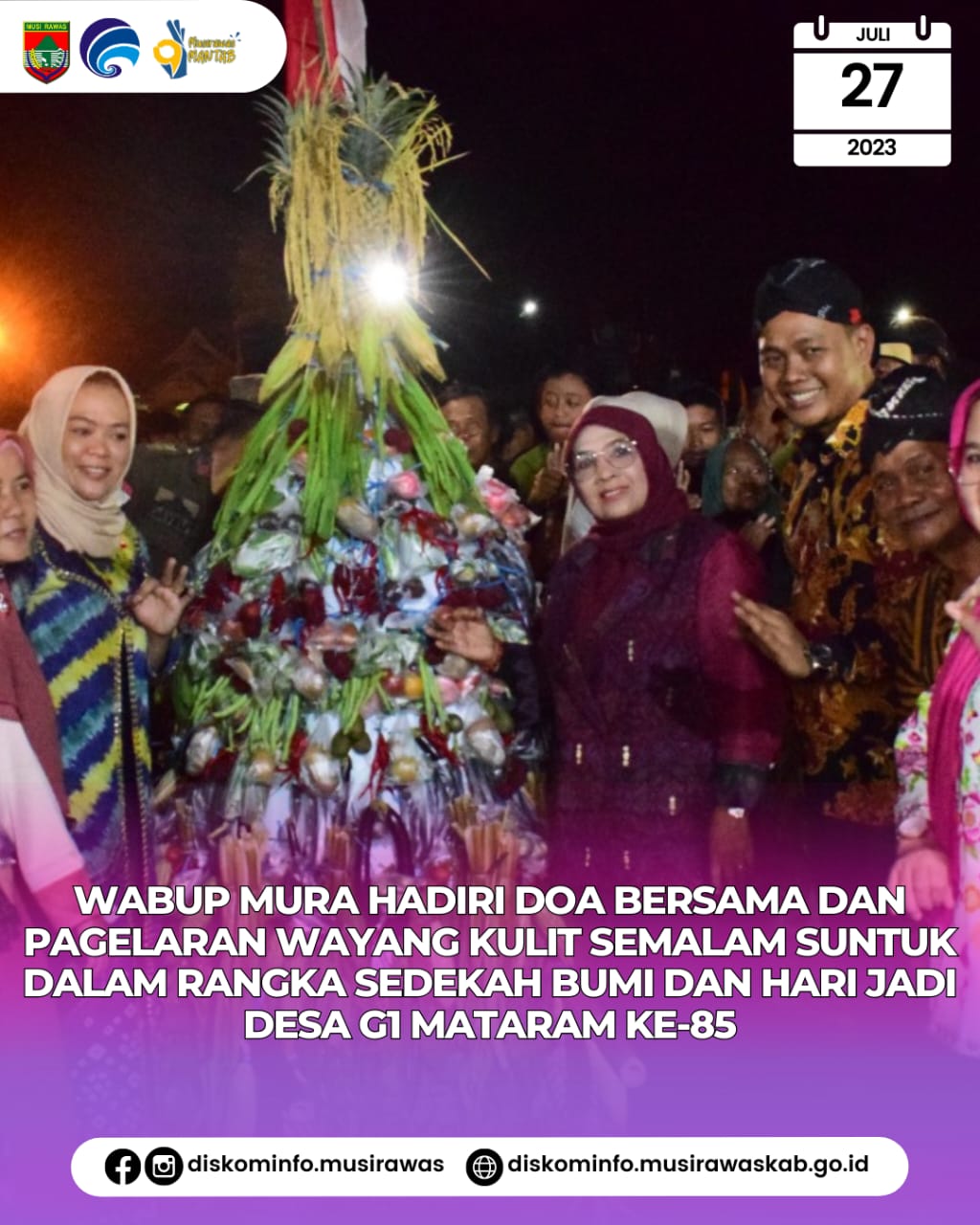 Doa Bersama dan Pagelaran Wayang Kulit Semalam Suntuk dalam Rangka Sedekah Bumi dan Hari Jadi Desa G1 Mataram Ke-85