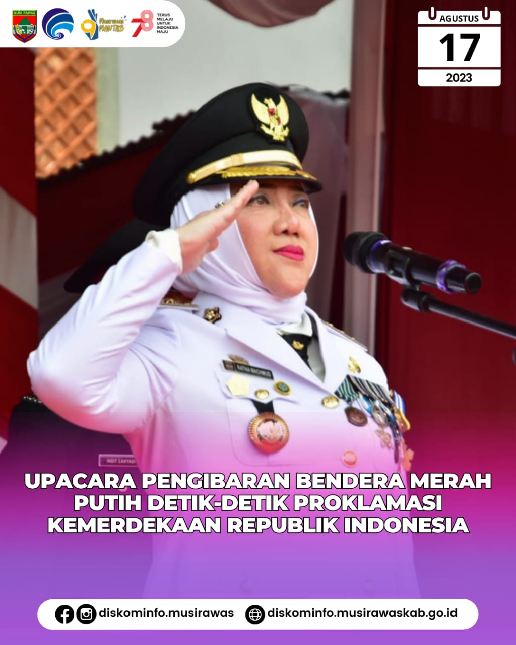 Upacara Pengibaran Bendera Merah Putih detik Proklamasi Kemerdekaan dalam rangka HUT ke 78 Kemerdekaan Republik Indonesia