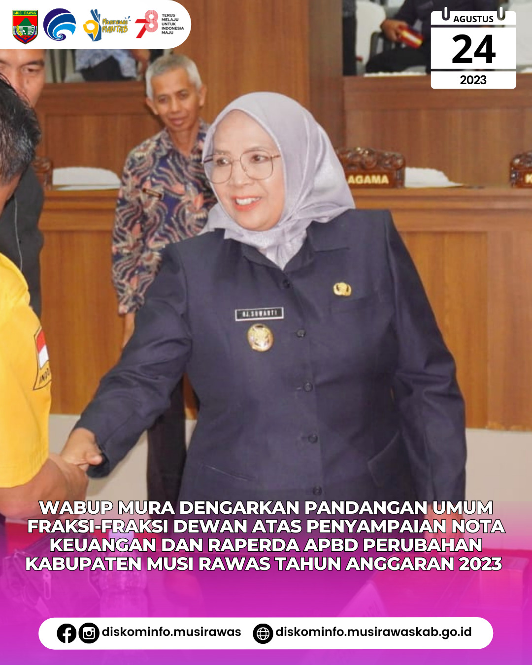 Rapat Paripurna DPRD Musi Rawas dalam Rangka Mendengarkan Pandangan Umum Fraksi Dewan atas Penyampaian Nota Keuangan dan Raperda APBD Perubahan TA 2023