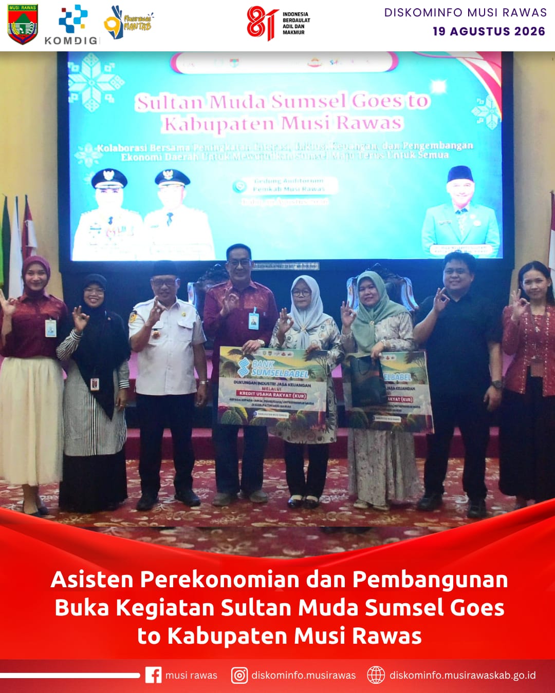 Asisten Perekonomian dan Pembangunan Buka Kegiatan Sultan Muda Sumsel Goes to Kabupaten Musi Rawas 