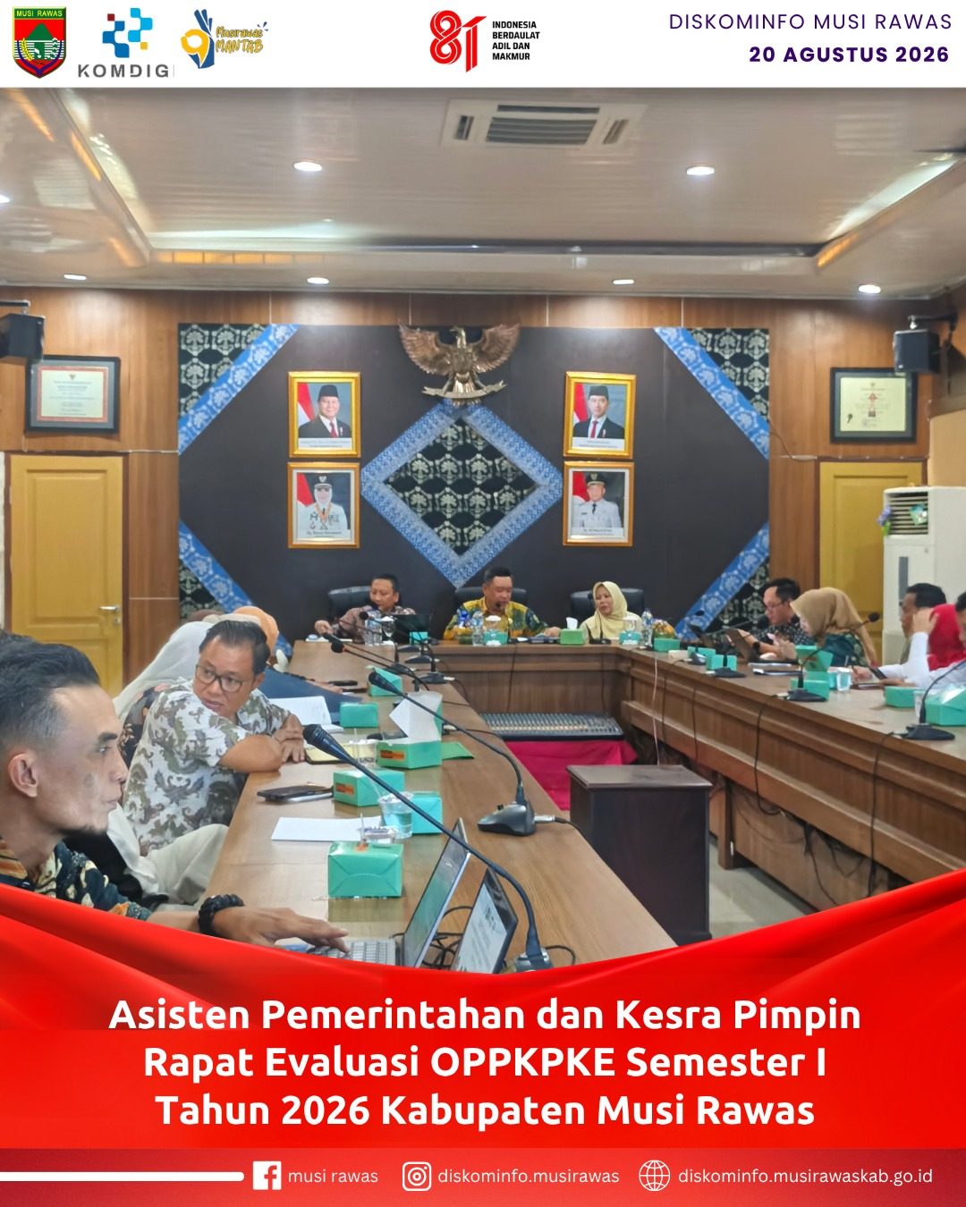 Asisten Pemerintahan dan Kesra Pimpin Rapat Evaluasi OPPKPKE Semester I Tahun 2026 Kabupaten Musi Rawas