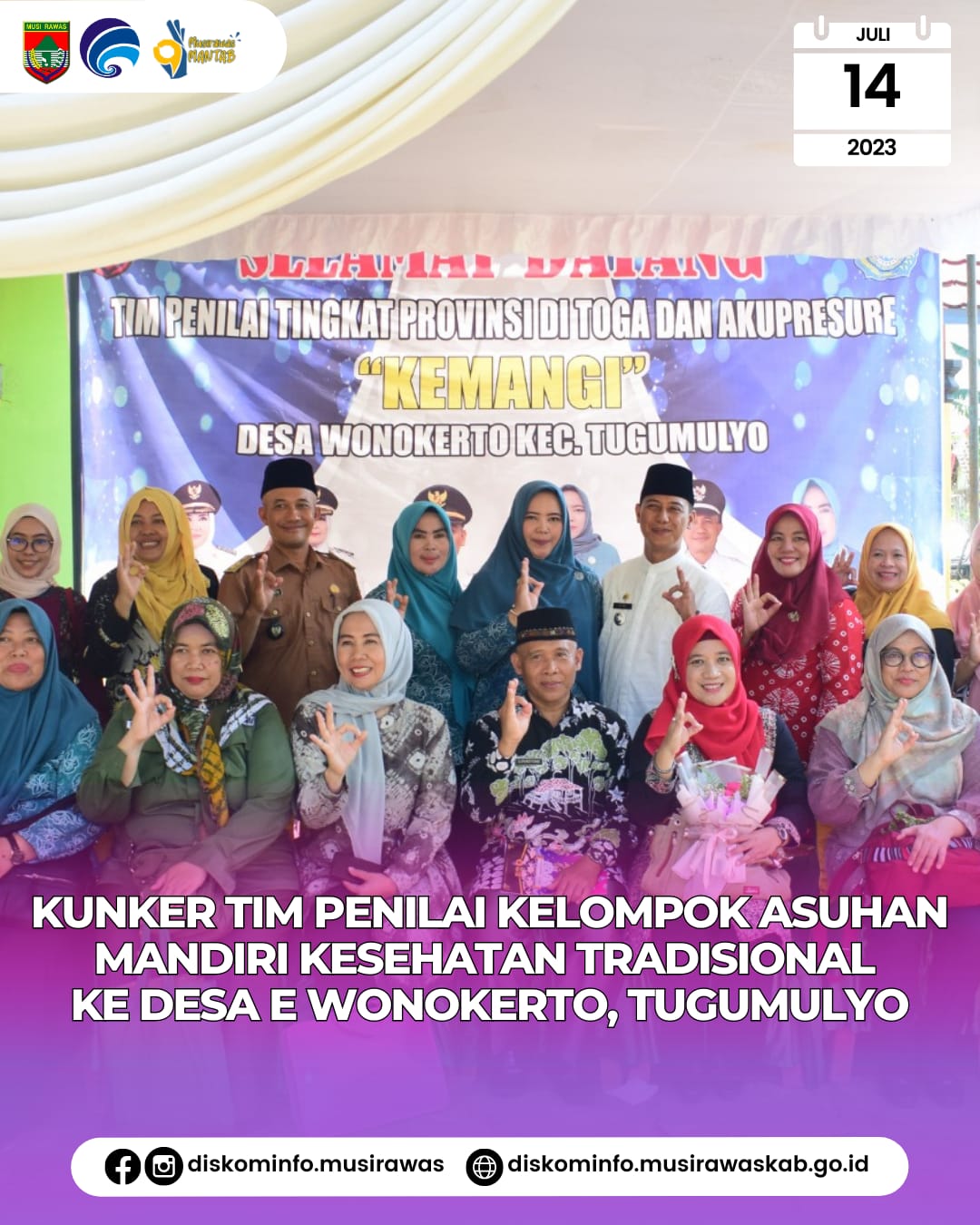 Kunjungan lapangan ke Desa E Wonokerto Kecamatan Tugu Mulyo dalam rangka Penilaian Kelompok Asuhan Mandiri Kesehatan Tradisional