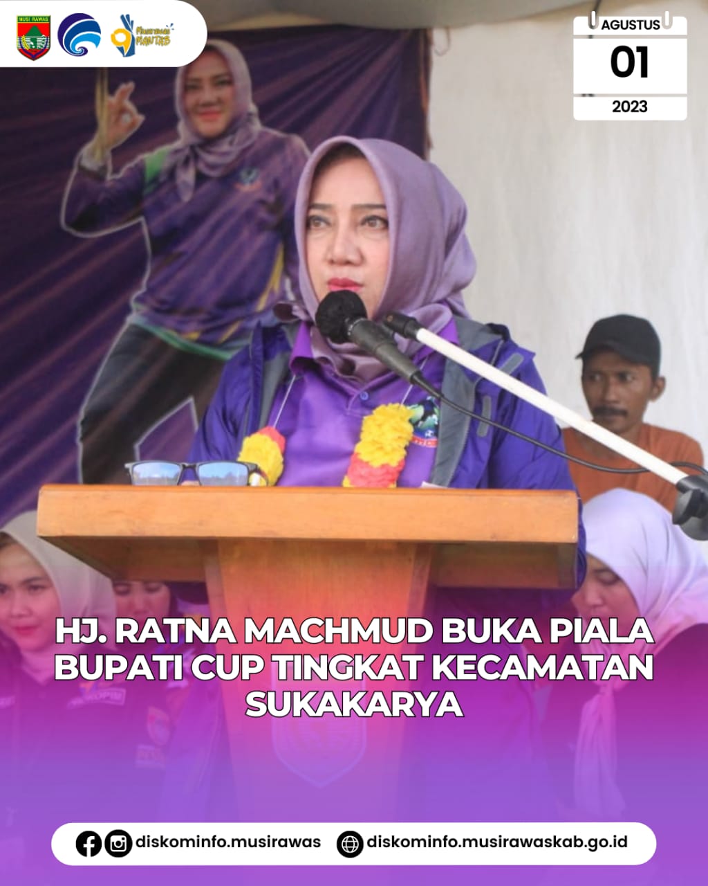 Bupati Musi Rawas menghadiri Pembukaan Turnamen Sepak Bola Tingkat Kecamatan Sukakarya bertempat di Stadion Budi Utomo