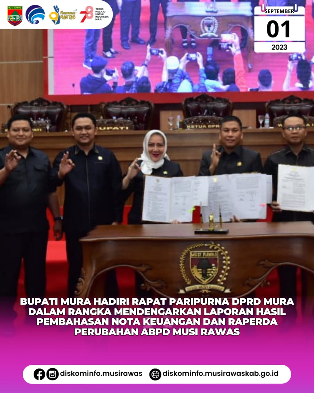 Rapat Paripurna DPRD Musi Rawas dalam Rangka Mendengarkan Laporan Hasil Pembahasan Komisi DPRD Terhadap Nota Keuangan dan Raperda Perubahan APBD 2023