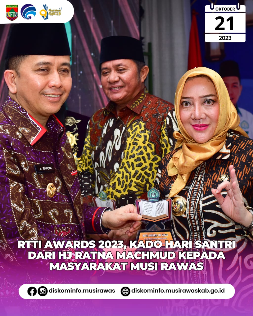 RTTI Awards 2023, Kado Hari Santri dari Hj RATNA MACHMUD kepada Masyarakat Musi Rawas