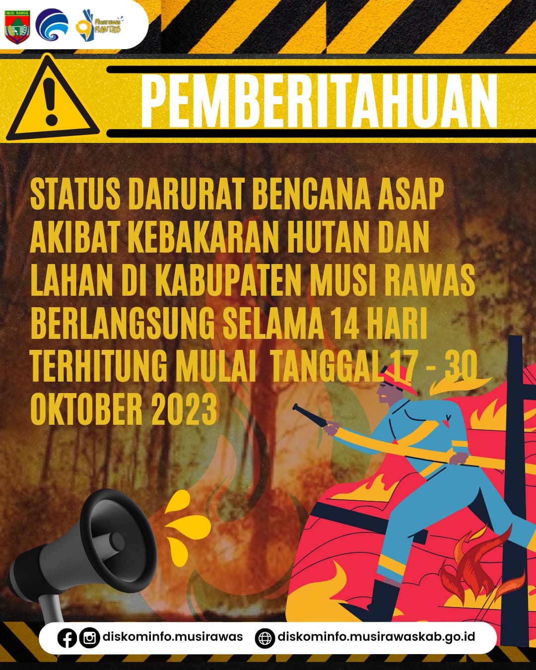 Pemberitahuan Status darurat kebakaran asap