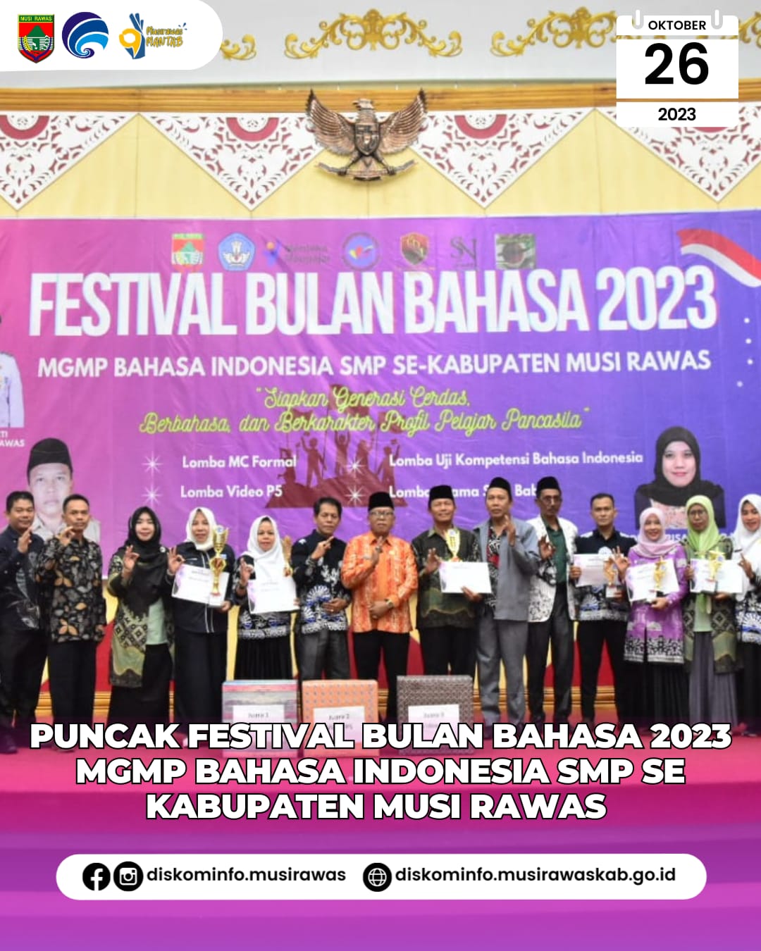 Puncak Festival Bulan Bahasa 2023 MGMP Bahasa Indonesia SMP sekabupaten Musi Rawas