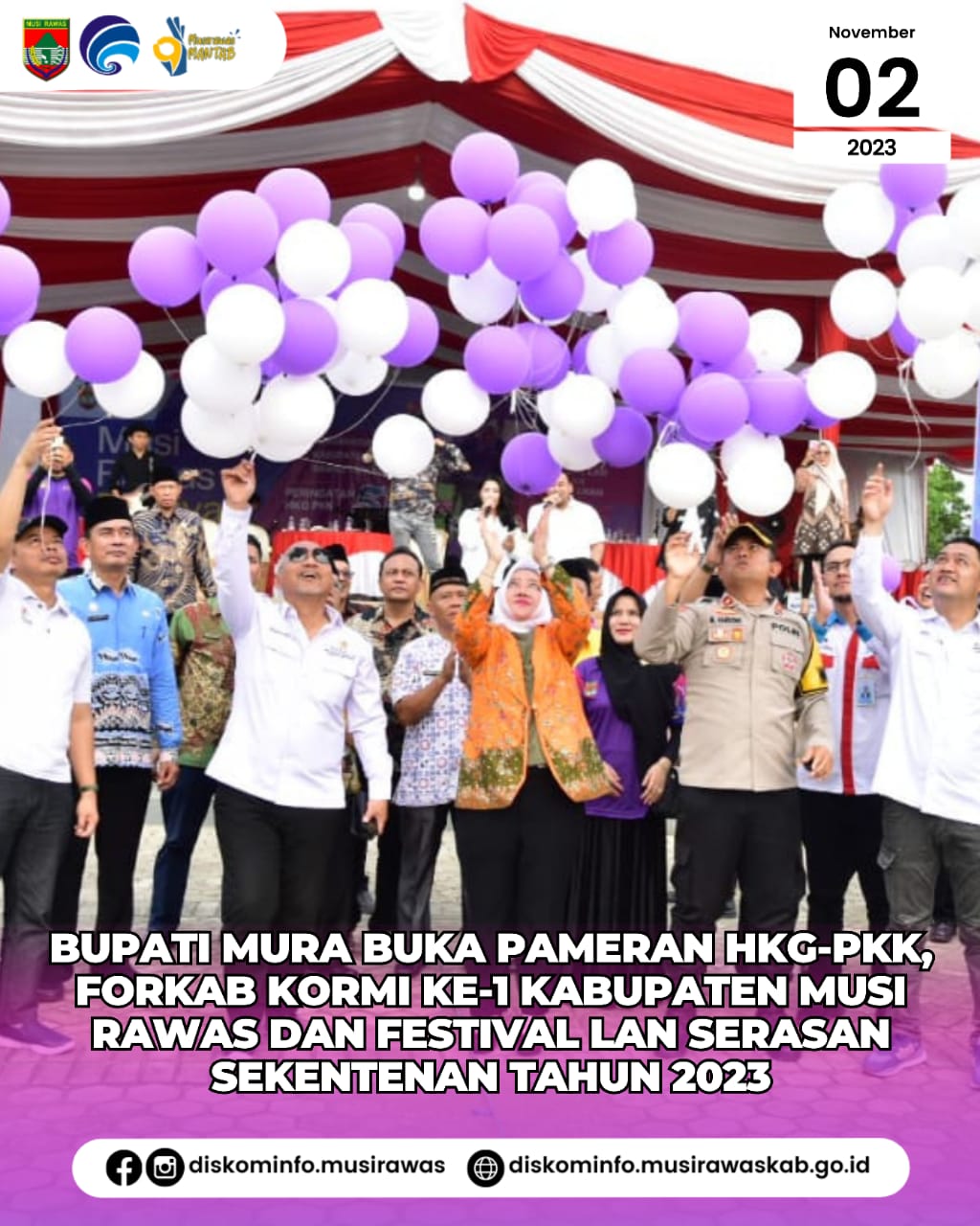 Bupati Musi Rawas buka Stand Pameran HKG PKK, FORKAB KORMI dan Festival Lan Serasan Sekentenan 2023