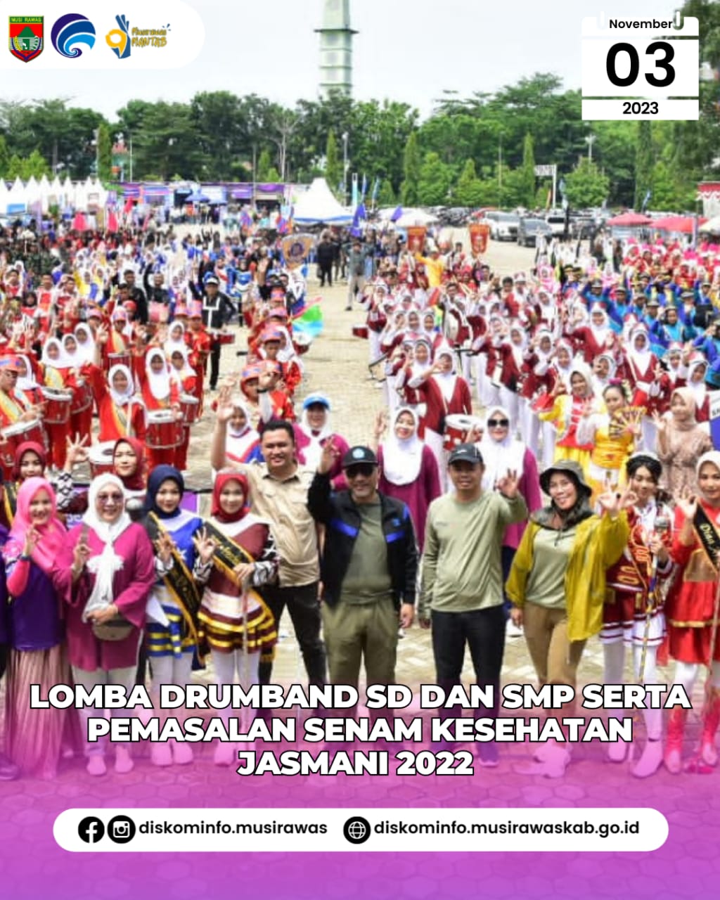 Lomba Drumband SD dan SMP serta Pemasalan Senam Kesehatan Jasmani 2022