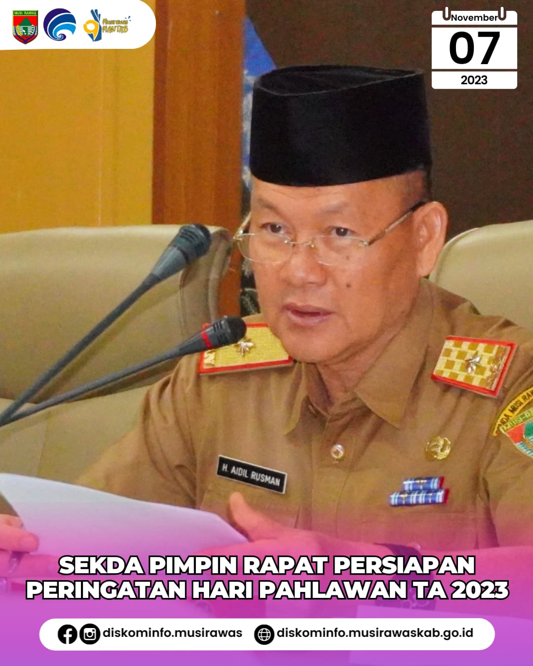 Sekretaris Daerah Musi Rawas pimpin rapat persiapan peringatan Hari Pahlawan Tahun 2023