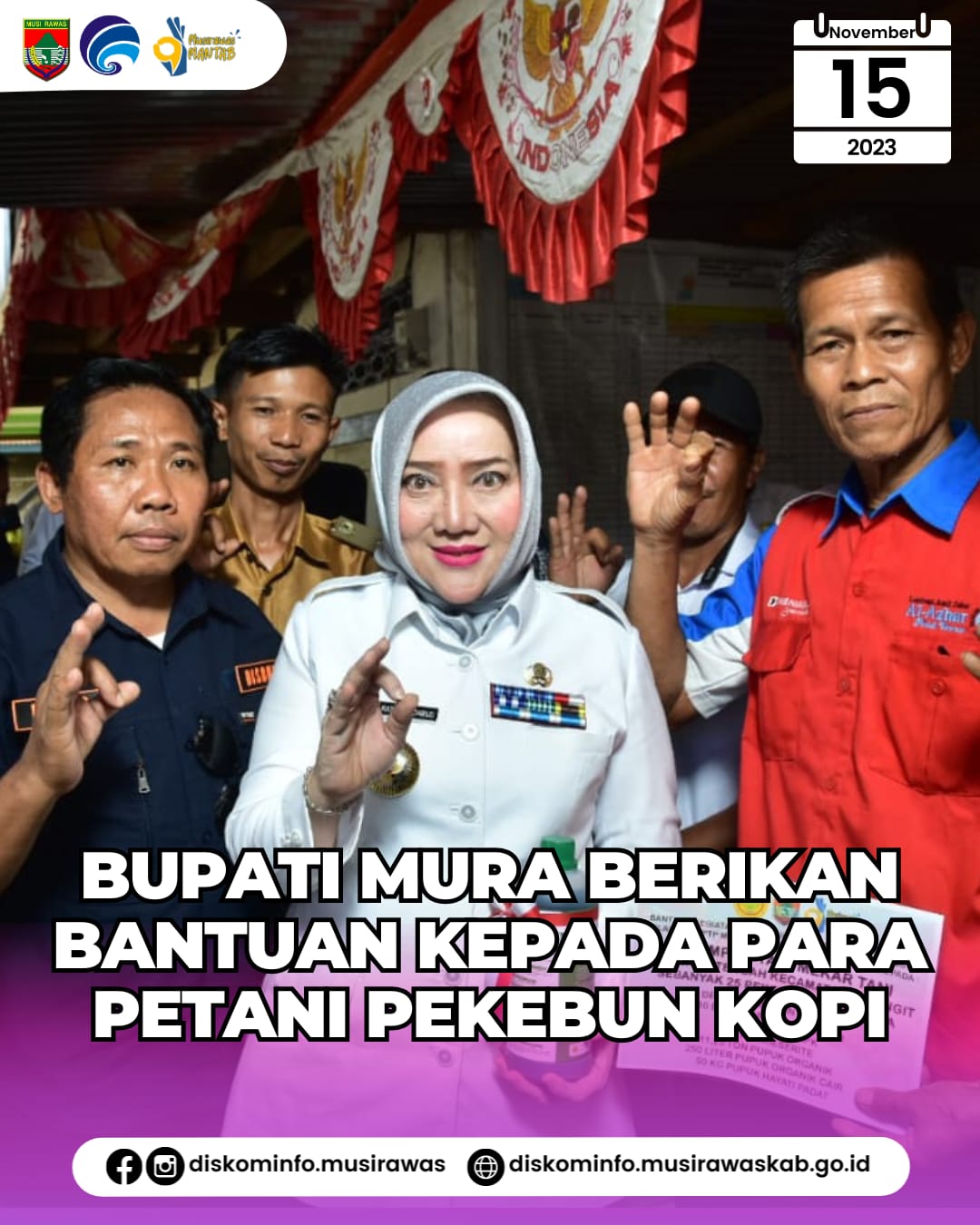 Pemkab Musi Rawas berikan bantuan kepada para petani pekebun kopi di Kabupaten Musi Rawas