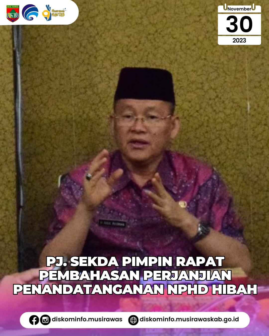 Pj Sekda Pimpin Rapat Pembahasan Perjanjian Penandatanganan NPHD Hibah