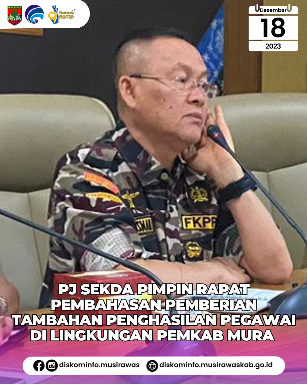 PJ. Sekretaris Daerah Pimpin Rapat Pembahasan Pemberian TPP di Lingkungan Pemkab Musi Rawas