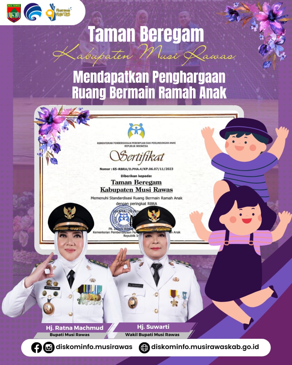 Kado akhir tahun 2023, Taman Beregam Kabupaten Musi Rawas mendapat sertifikat RBRA