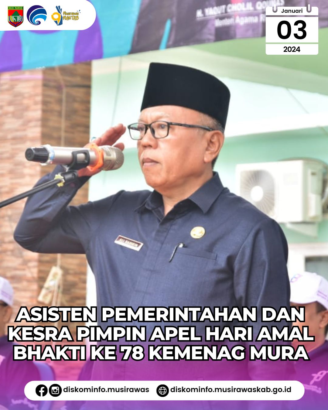 Asisten Pemerintahan dan Kesra pimpin Apel Hari Amal Bhakti Ke 78