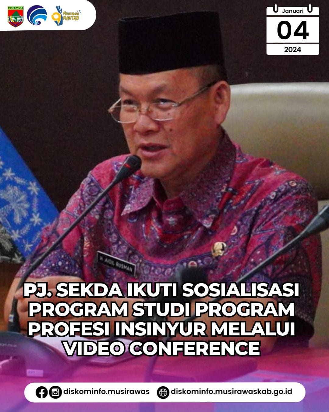 Pj. Sekda Musi Rawas ikuti Sosialisasi Program Studi Program Profesi Insinyur melalui Video Conference