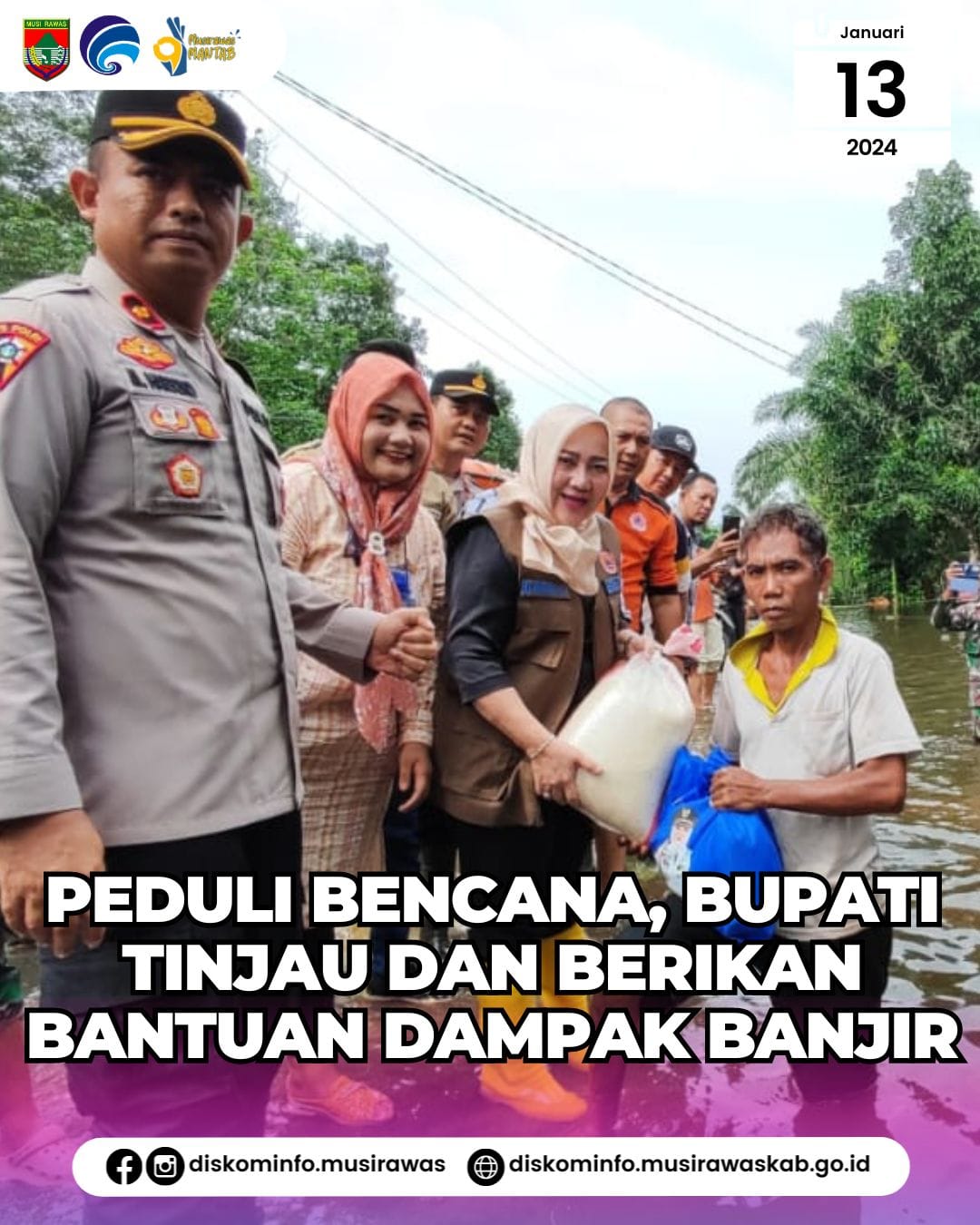 Peduli Bencana, Bupati Tinjau dan Berikan Bantuan Dampak Banjir