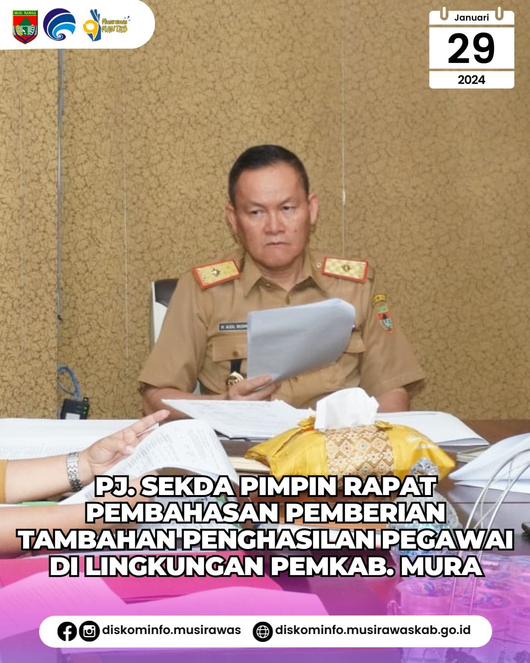 Pj. Sekda Musi Rawas pimpin Rapat Pembahasan Pemberian TPP di Lingkungan Pemerintah Kabupaten Musi Rawas Tahun 2024
