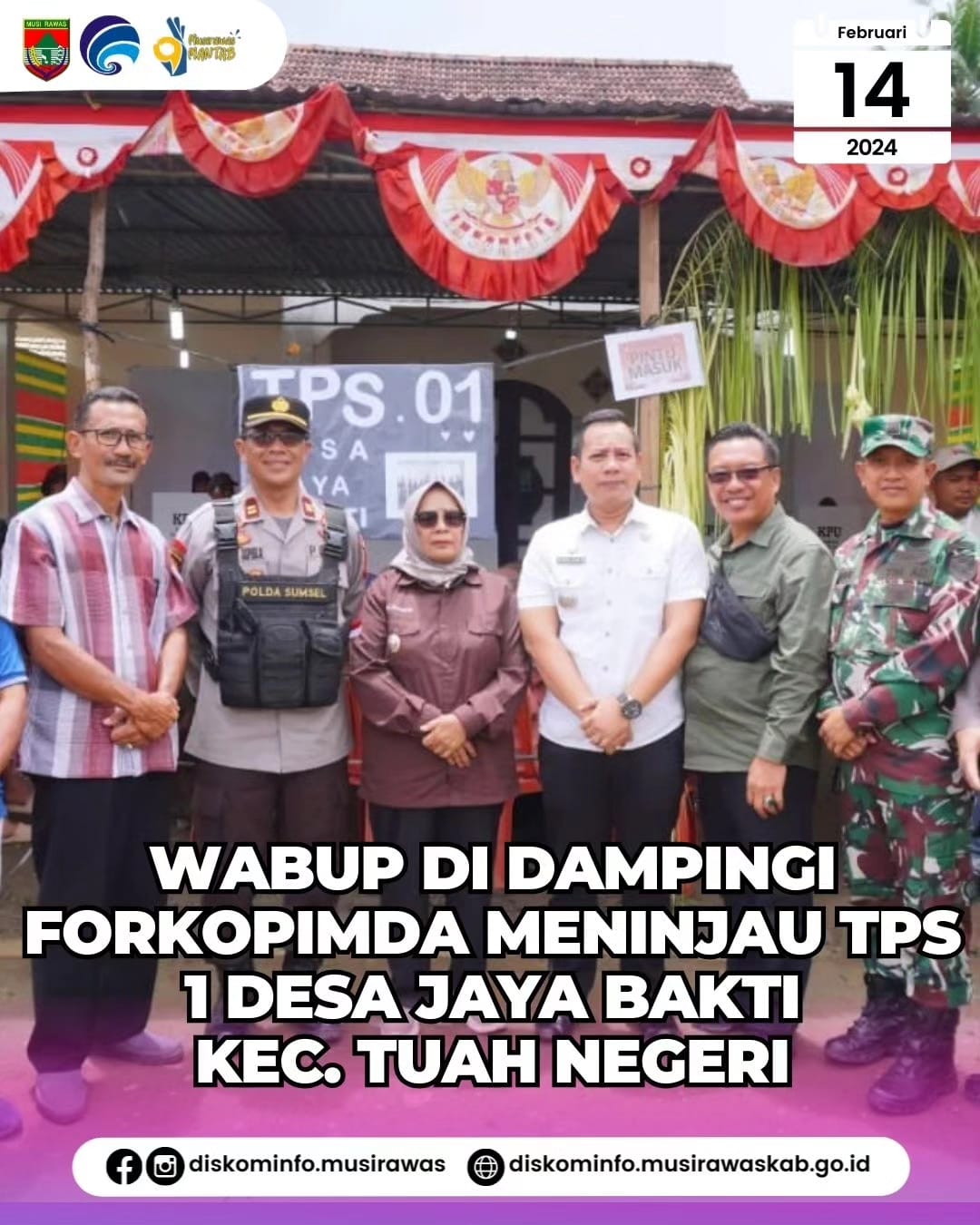 Wabup Mura di dampingi FORKOPIMDA tinjau TPS 1 Desa Jayabakti Kec Tuah Negeri