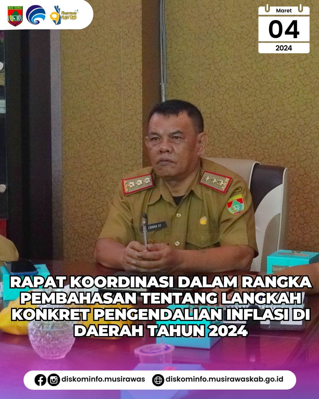 Rapat Koordinasi dalam Rangka Pembahasan Tentang Langkah Konkret Pengendalian Inflasi di Daerah Tahun 2024
