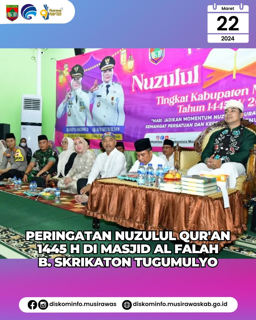 Peringatan Nuzulul Qur’an 1445 H di Masjid Al Falah Kel. B Srikaton Kecamatan Tugu Mulyo