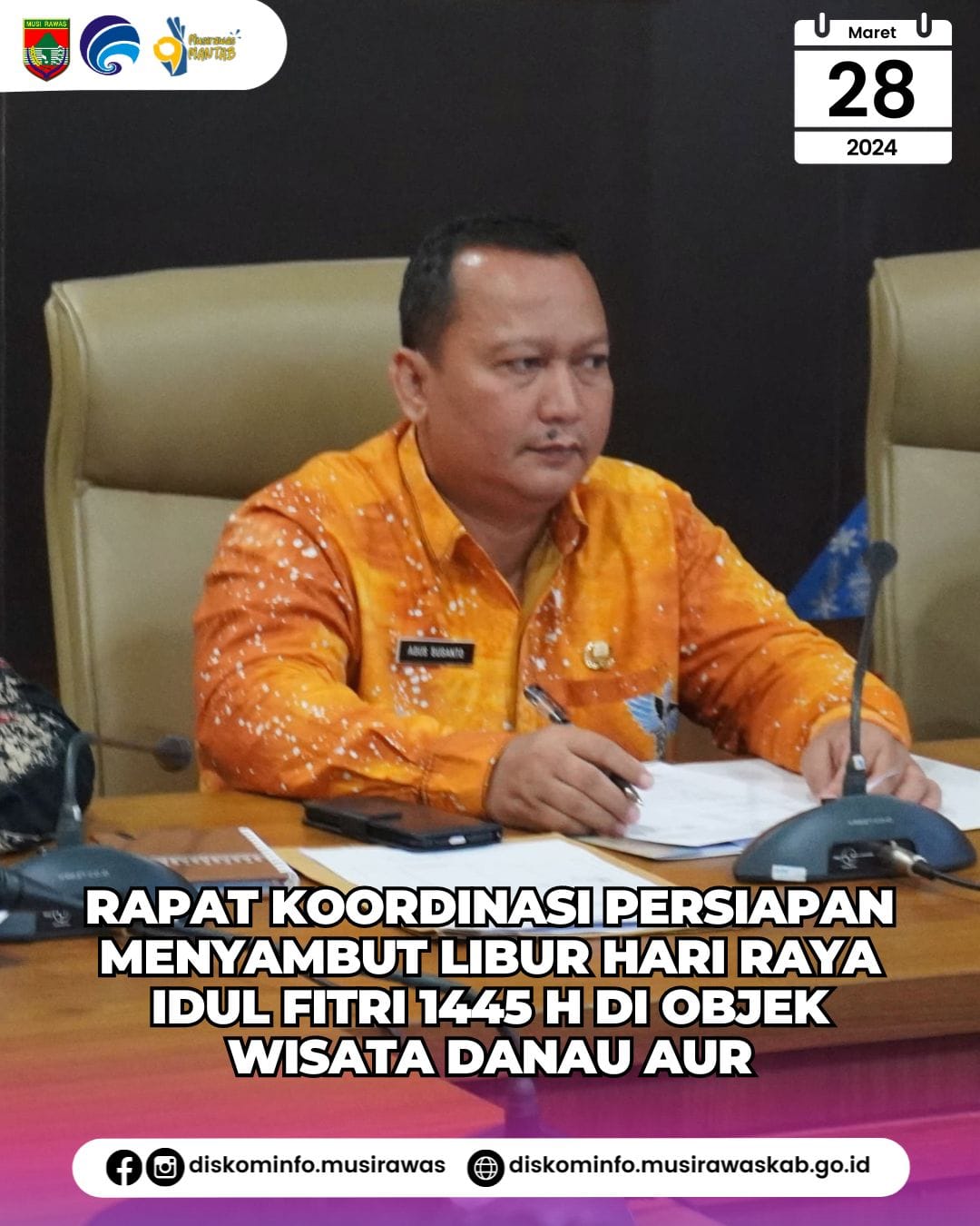Rapat Koordinasi Persiapan Sambut Libur Hari Raya Idul Fitri 1445 H di Objek Wisata Danau Aur