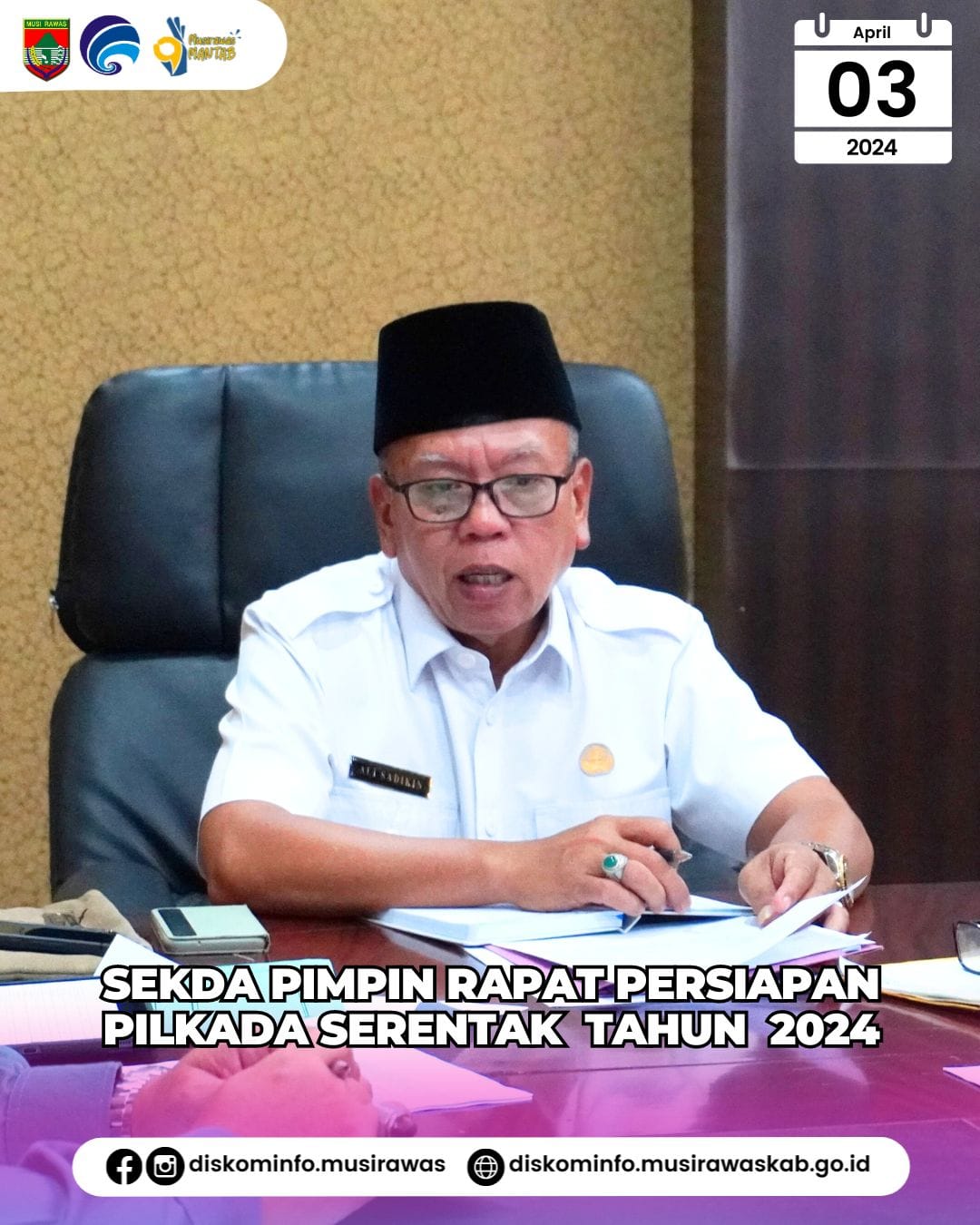Sekda Kabupaten Musi Rawas pimpin Rapat Persiapan Pilkada Serentak Tahun 2024