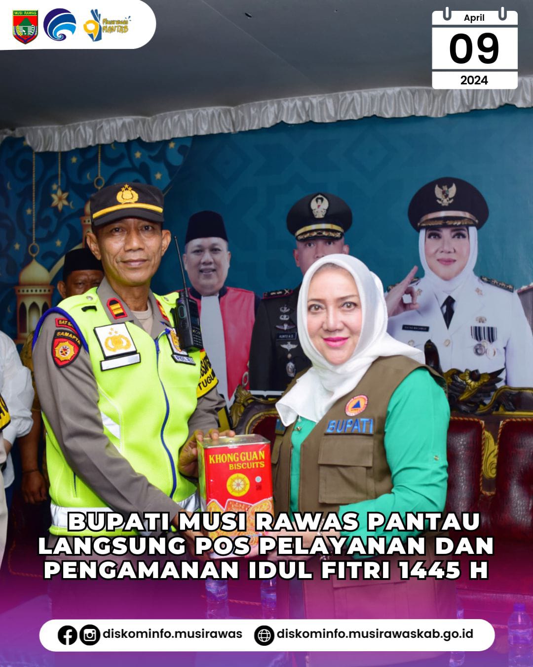 Bupati Musi Rawas Pantau Langsung Pos Pelayanan dan Pos Pengamanan Hari Raya Idul Fitri 1445 H