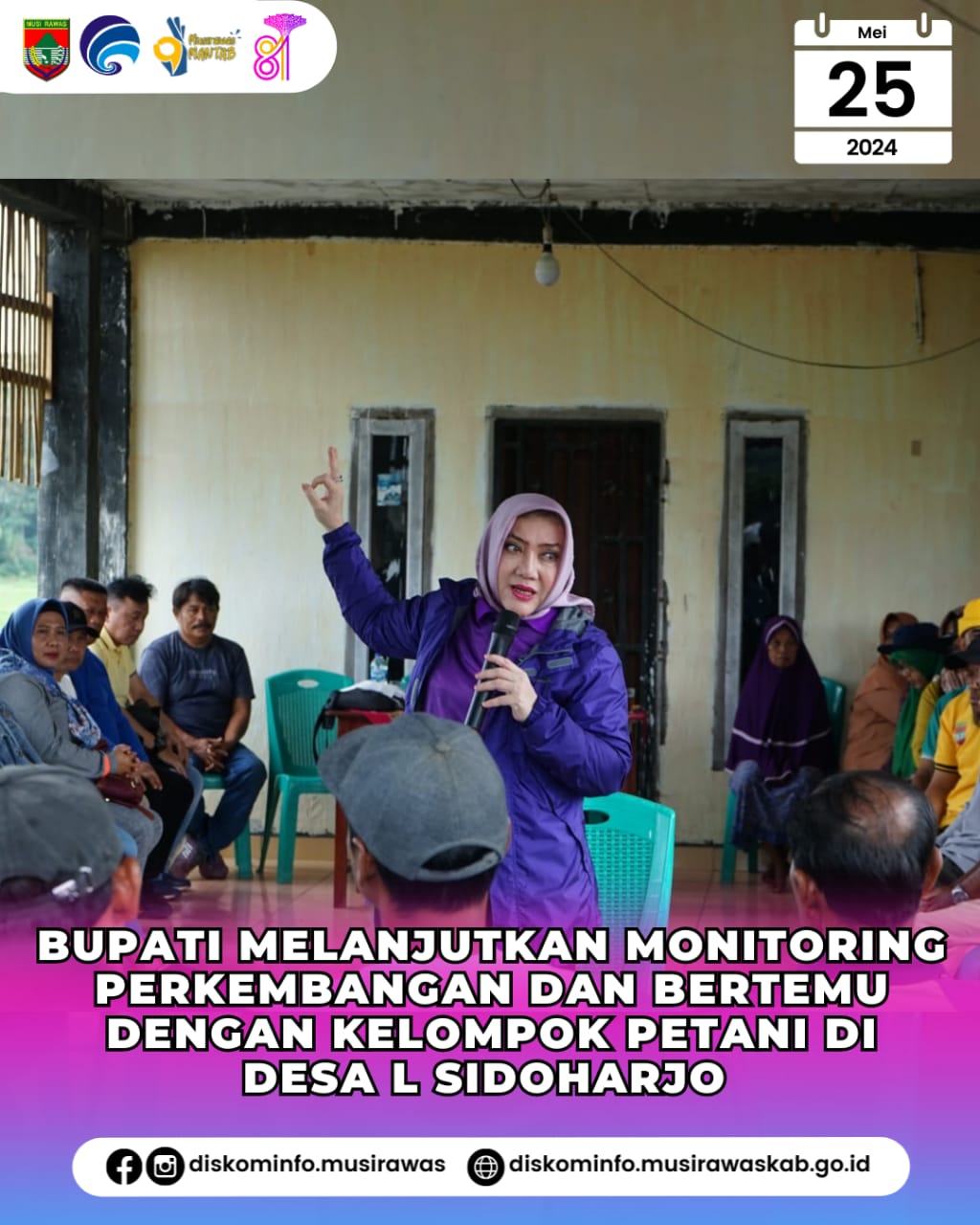 Bupati lanjutkan Monitoring Perkembangan (MOTORAN) Desa dan bertemu dengan kelompok tani desa L Sidoharjo