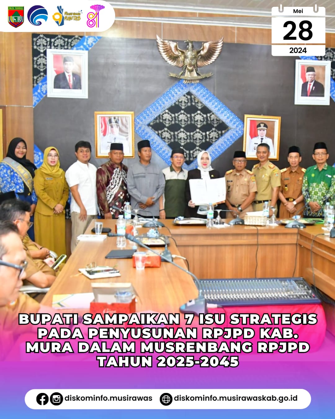 Bupati Sampaikan 7 isu strategis pada penyusunan RPJPD Kabupaten Musi Rawas dalam Musrenbang RPJPD 2025 2045