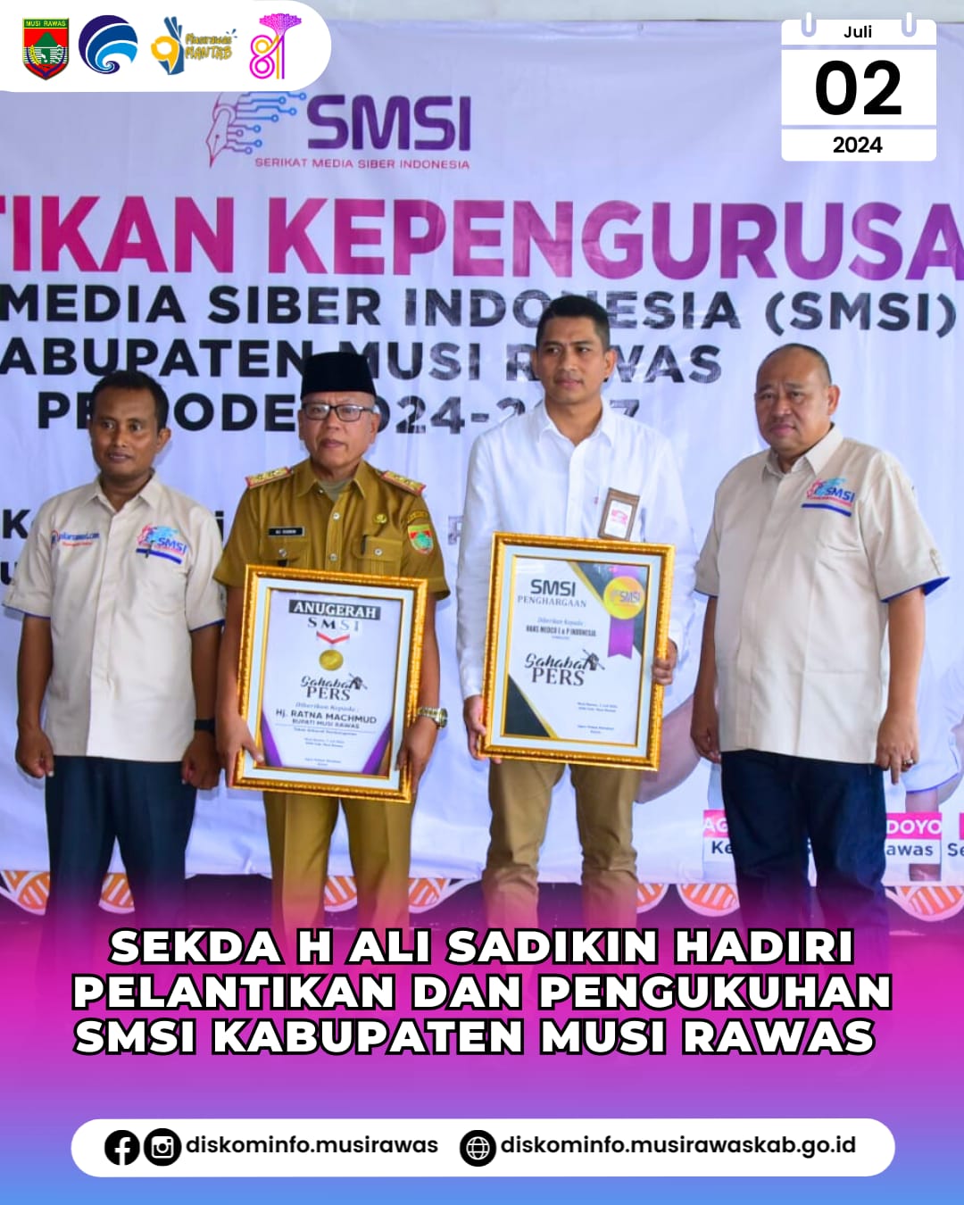 Sekda H Ali Sadikin Hadiri Pelantikan dan Pengkuhan SMSI Kabupaten Mura