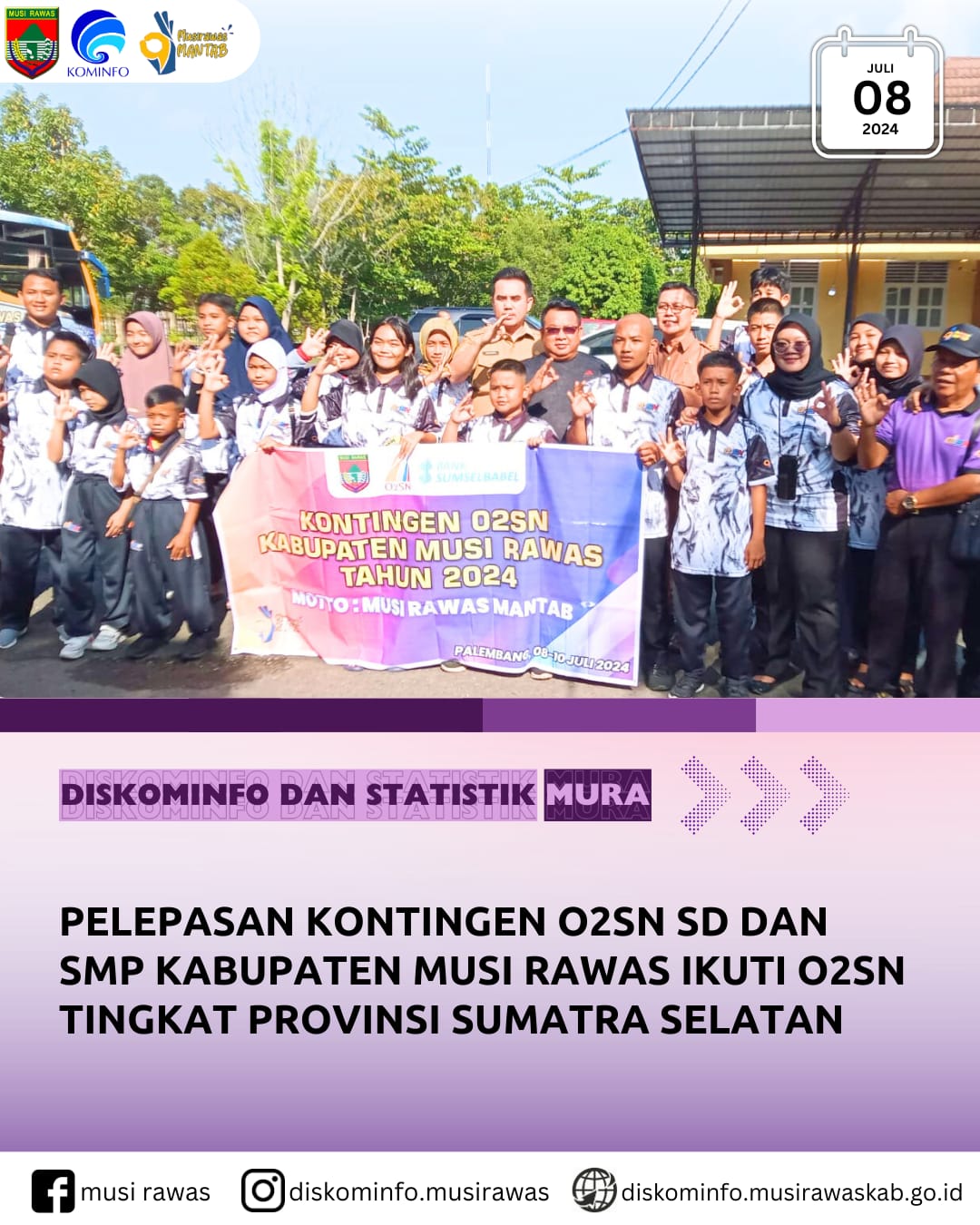 Pelepasan Kontingen O2SN SD dan SMP Kabupaten Musi Rawas mengikuti O2SN Tingkat Provinsi Sumatera Selatan