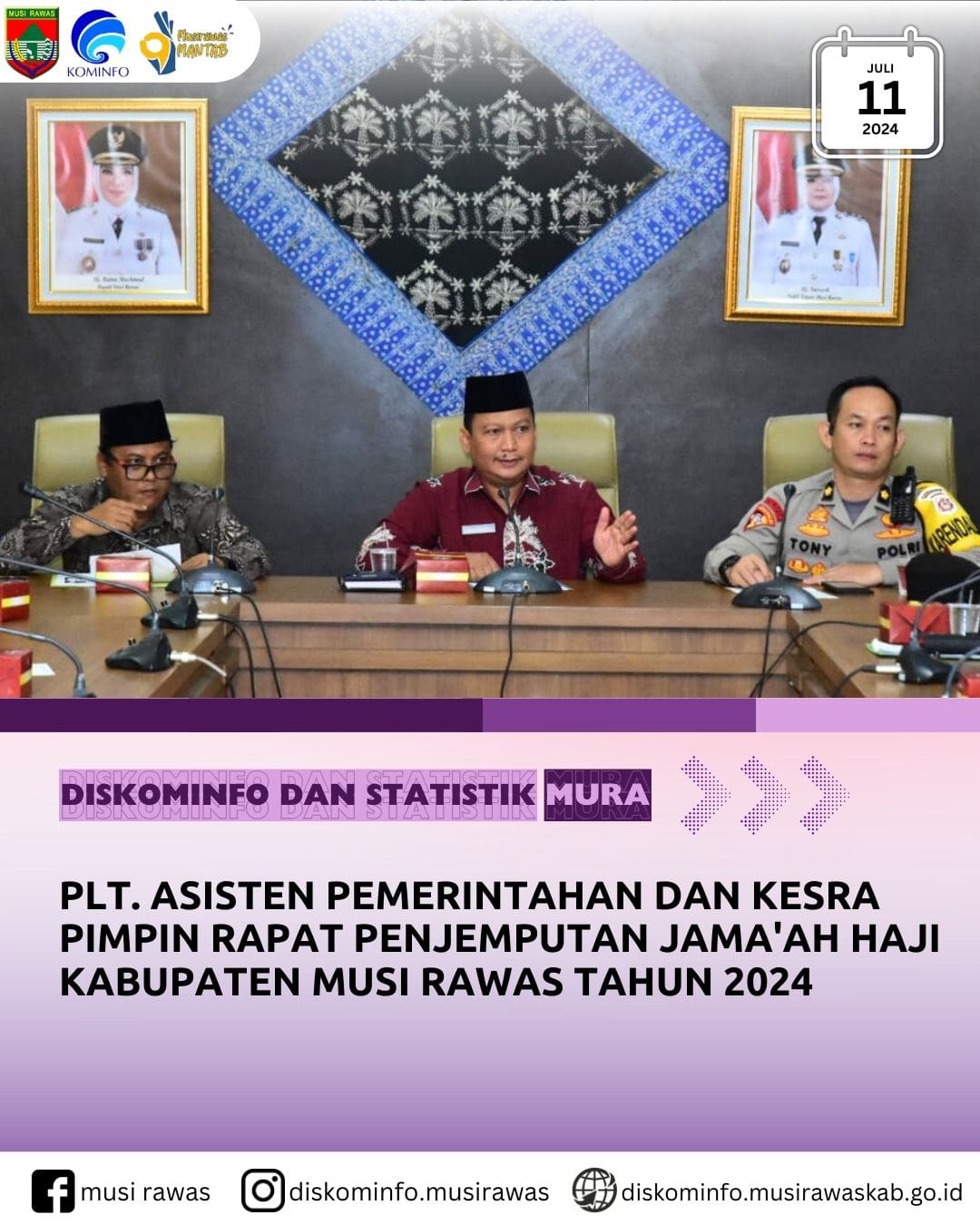 Plt Asisten Pemerintahan dan Kesra pimpin Rapat Penjemputan Jamaah Haji Musi Rawas Tahun 2024