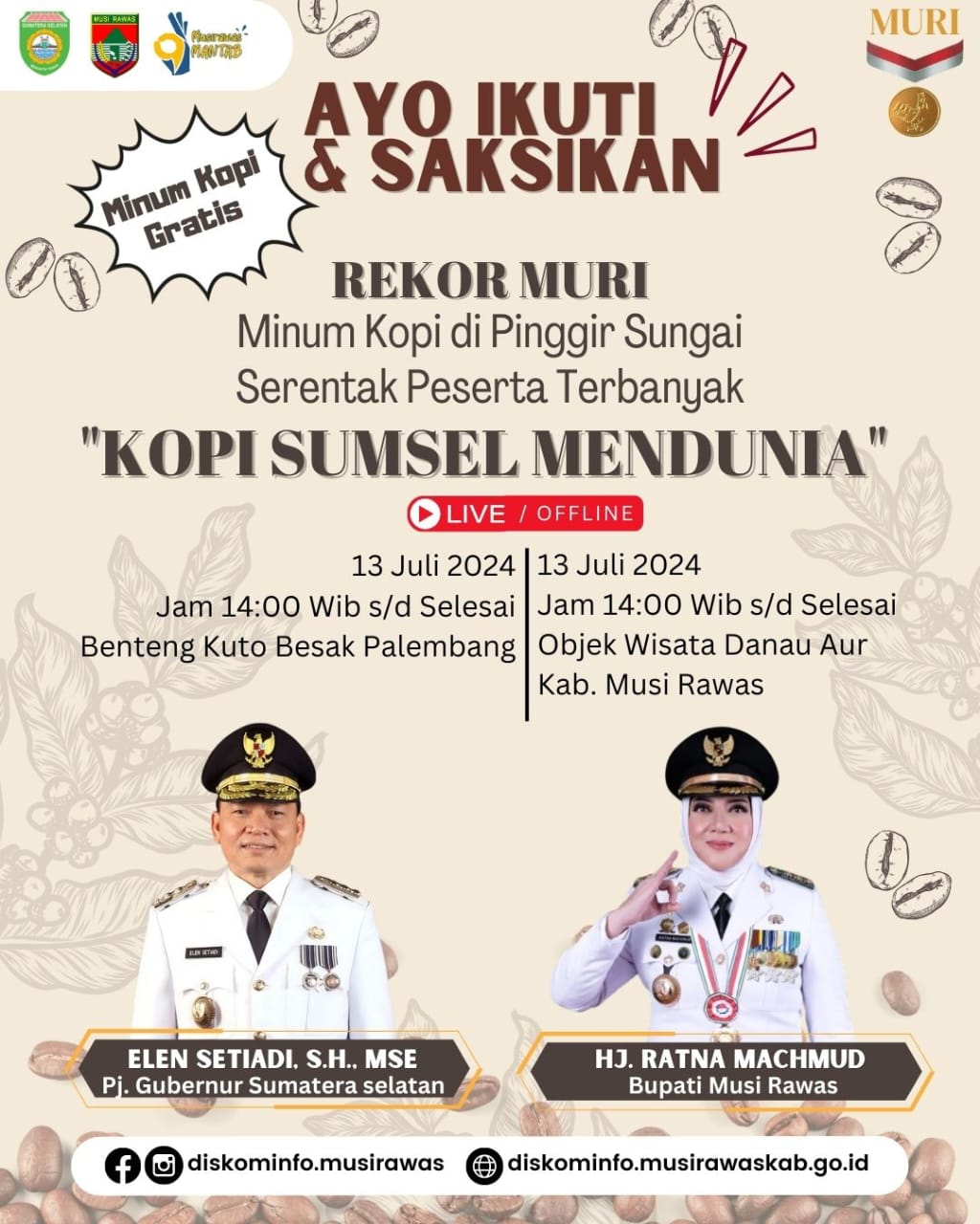 Mari saksikan proses penciptaan Rekor Muri dalam Acara Kopi Sumsel Mendunia