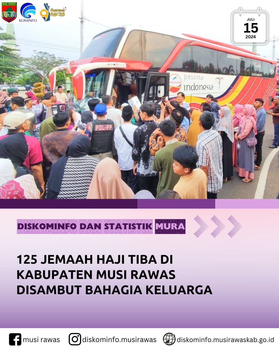 125 Jamaah Haji Tiba di Kabupaten Mura Disambut Bahagia Keluarga