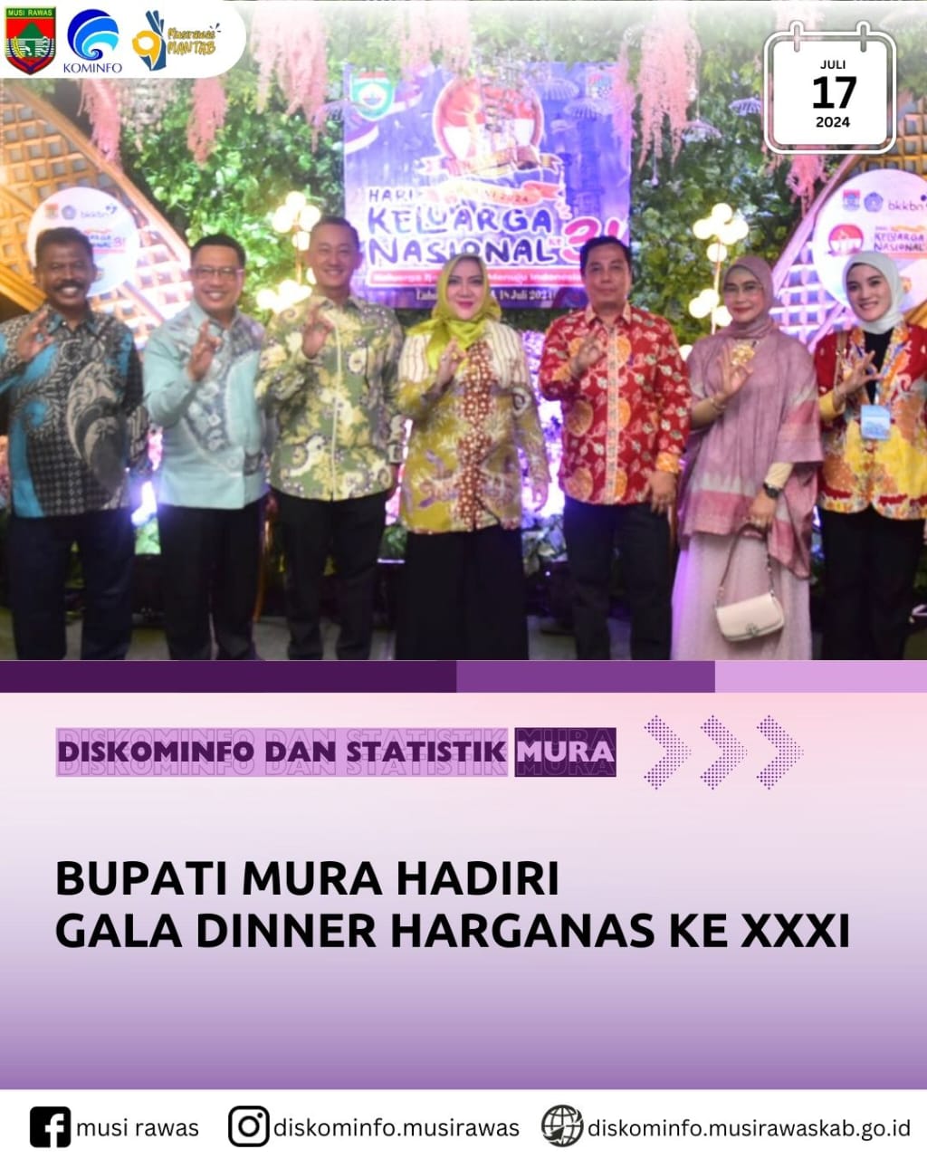 Bupati hadiri Gala Dinner Peringatan HARGANAS ke XXXI Tingkat Provinsi Sumatera Selatan