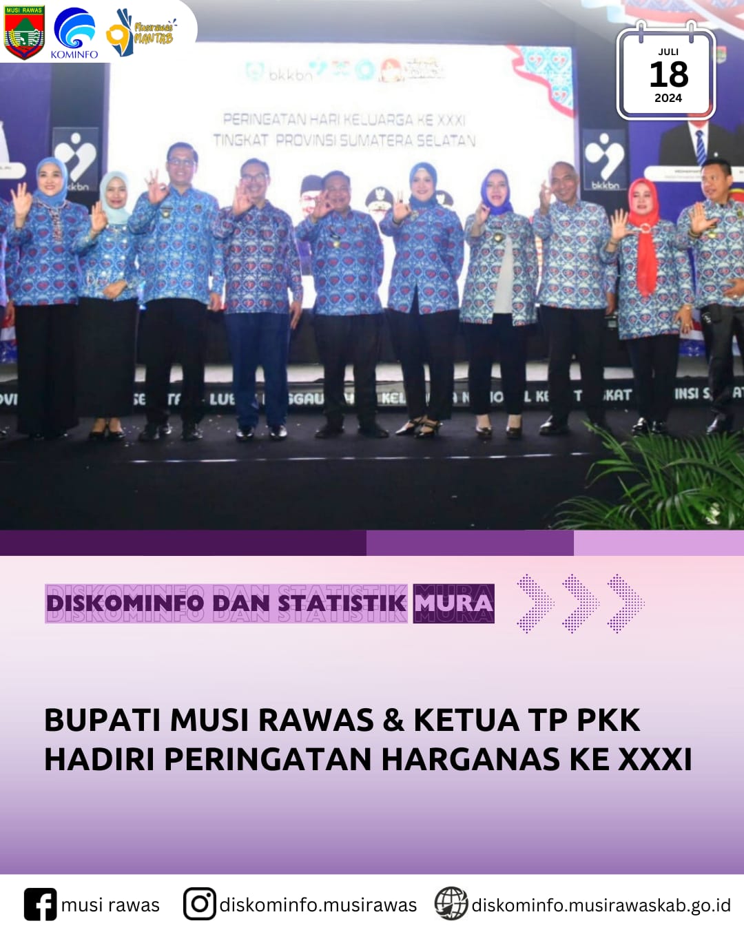 Bupati Mura dan Ketua TP PKK Hadiri Peringatan HARGANAS ke XXXI