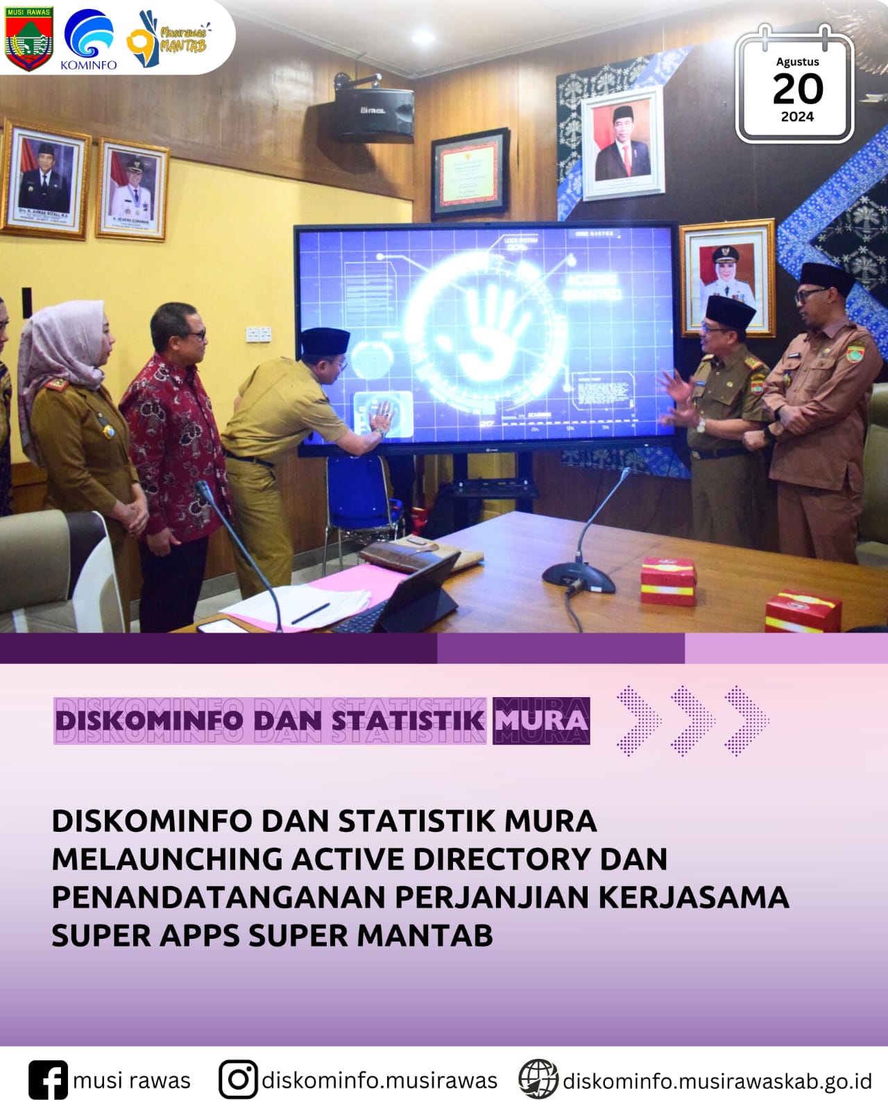 Diskominfo Statistik Mura Melaunching Active Directory dan Penandatangan Perjanjian Kerjasama Super Apps Super Mantab
