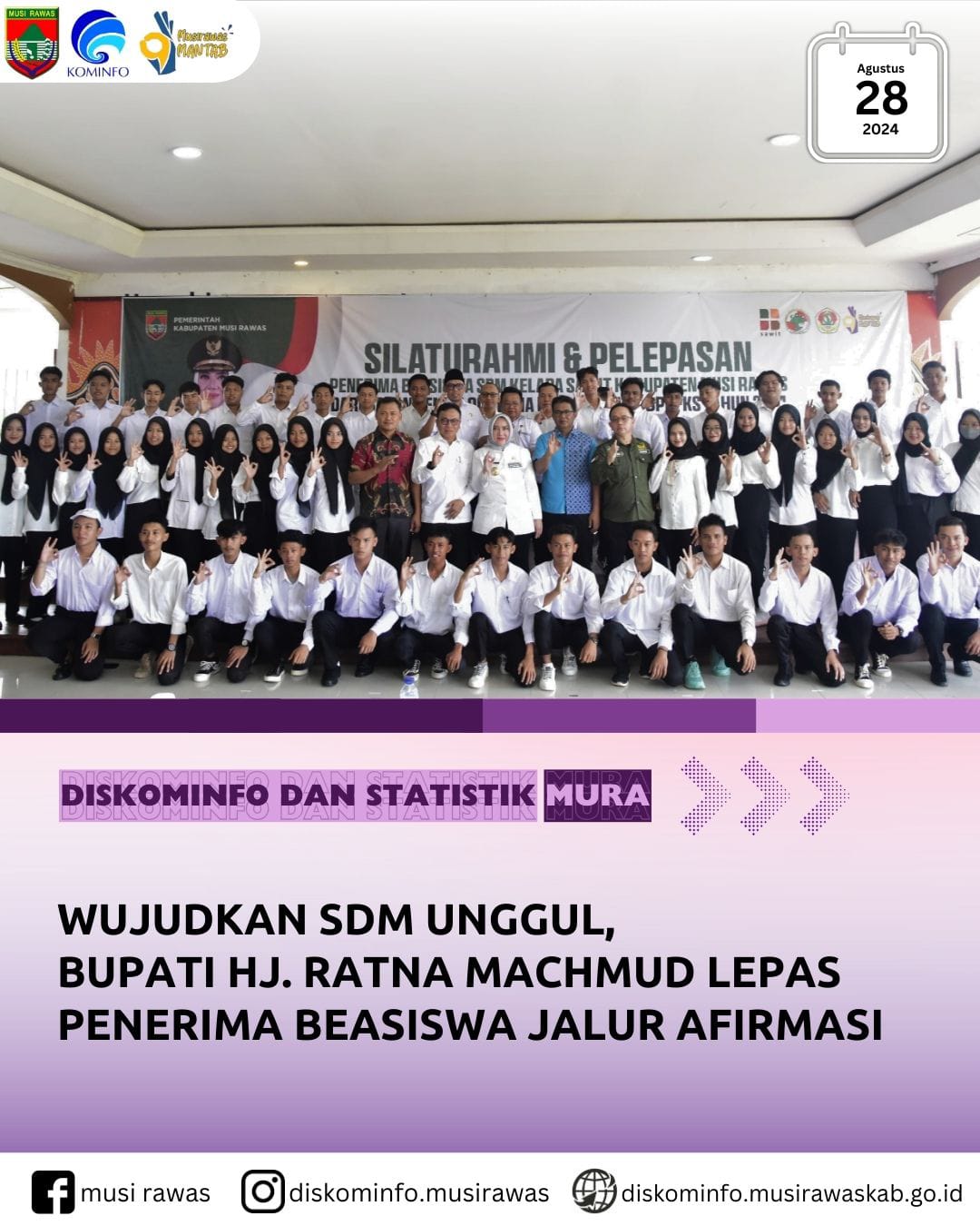 Wujudkan SDM Unggul, Bupati Hj Ratna Machmud Lepas Penerima Beasiswa Jalur Afirmasi