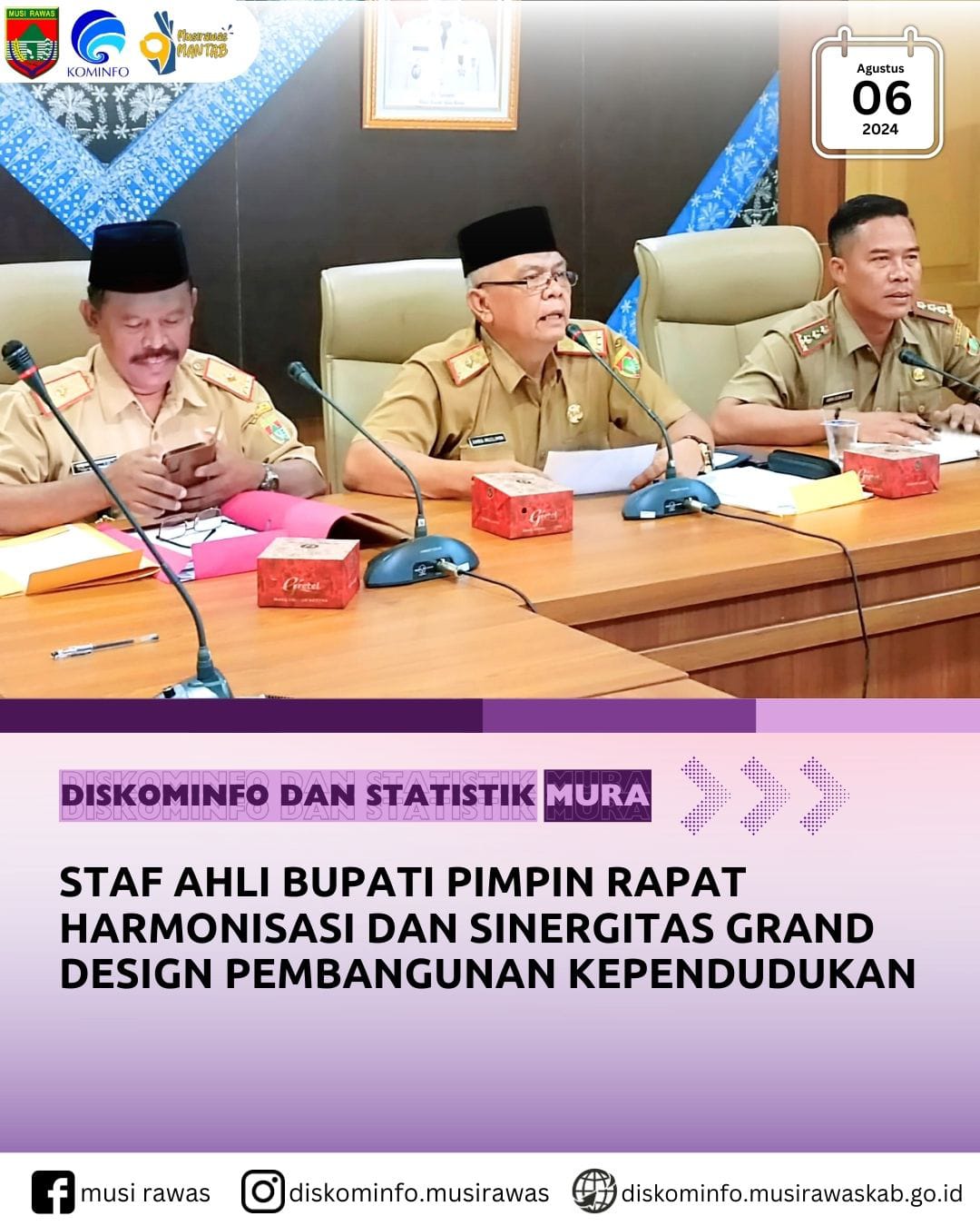 Staf Ahli Bupati Bidang Ekonomi, Keuangan dan pembangunan Pimpin Rapat Harmonisasi dan Sinergitas Grand Design Pembangunan Kependudukan